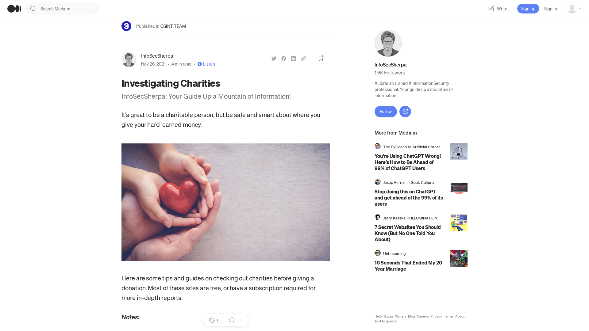 Investigating Charities. InfoSecSherpa: Your Guide Up a Mountain… | by InfoSecSherpa | OSINT TEAM