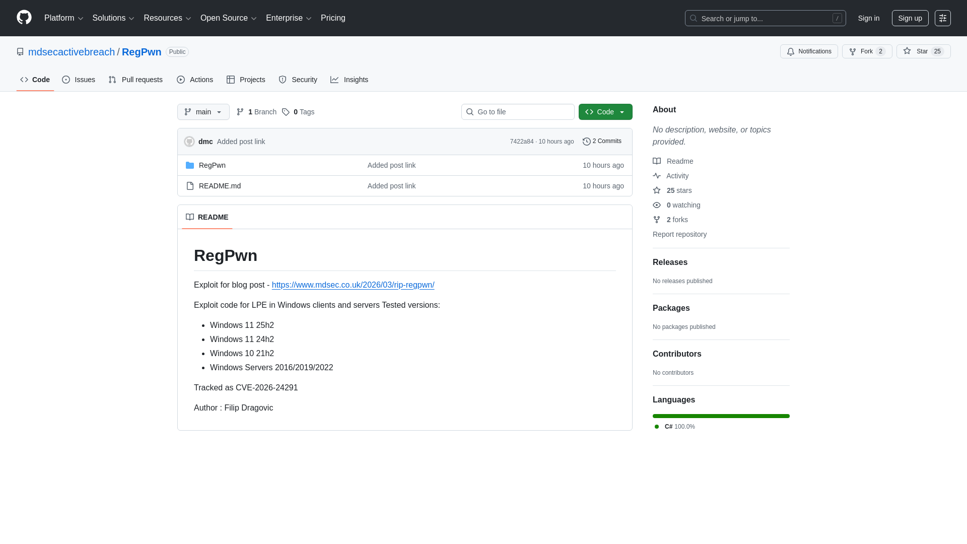GitHub - mdsecactivebreach/RegPwn · GitHub