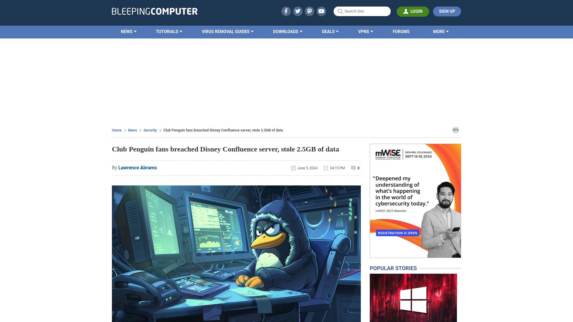 Club Penguin fans breached Disney Confluence server, stole 2.5GB of data