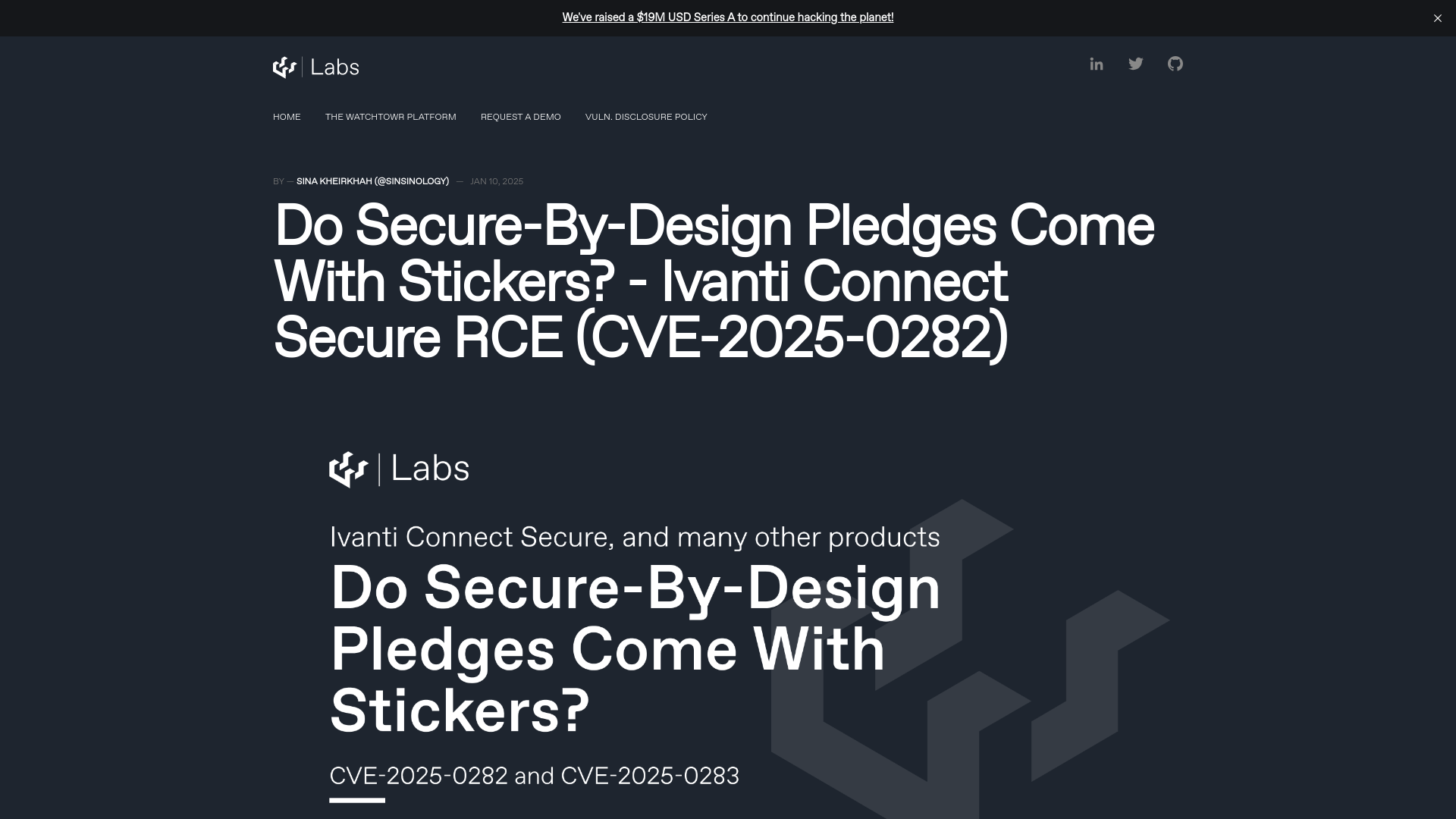 Do Secure-By-Design Pledges Come With Stickers? - Ivanti Connect Secure RCE (CVE-2025-0282)