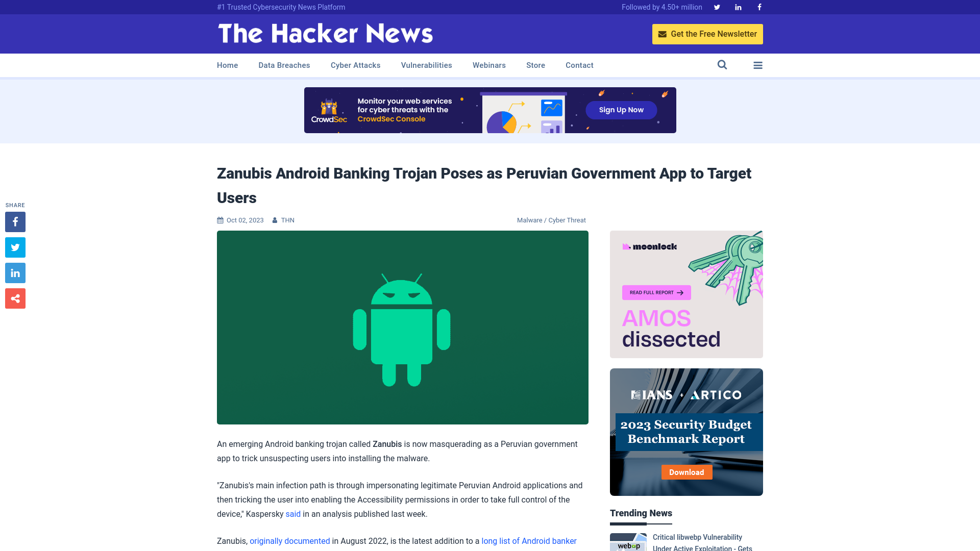 Zanubis Android Banking Trojan Poses as Peruvian Government App to Target Users