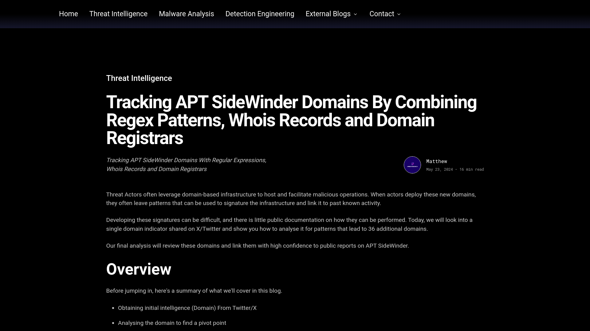 Tracking APT SideWinder Domains By Combining Regex Patterns, Whois Records and Domain Registrars