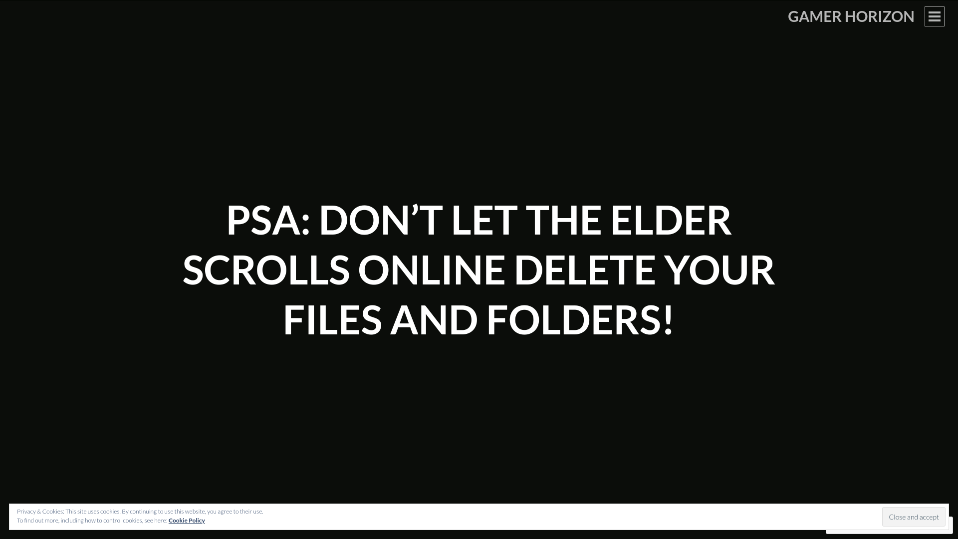 PSA: Don’t let The Elder Scrolls Online delete your files and folders! | Gamer Horizon