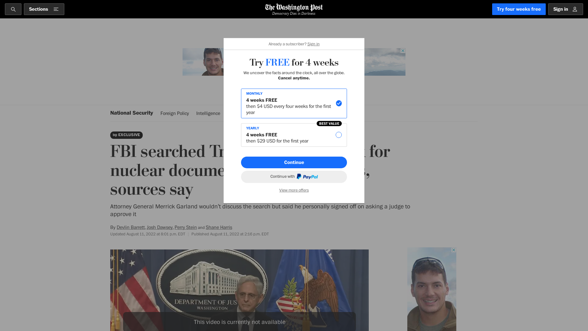FBI search of Trump's Mar-a-Lago related to nuclear documents, sources say - The Washington Post