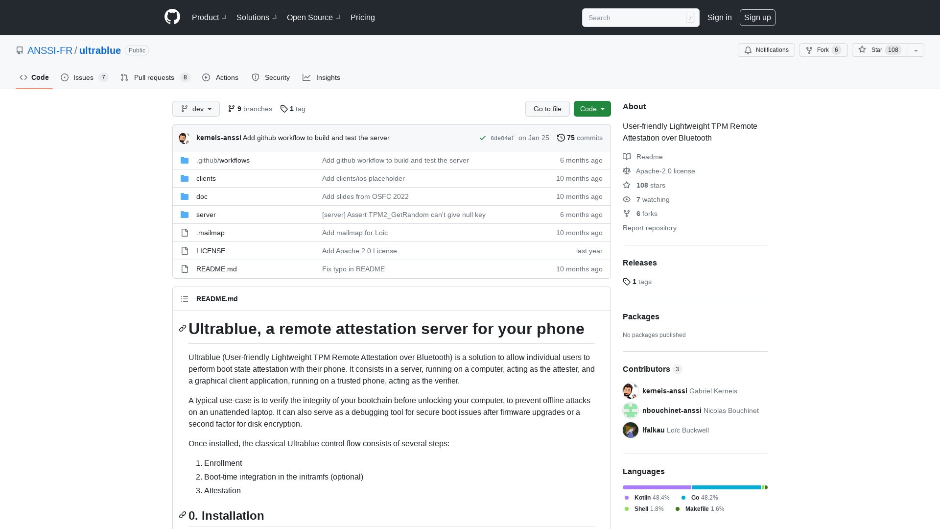 GitHub - ANSSI-FR/ultrablue: User-friendly Lightweight TPM Remote Attestation over Bluetooth