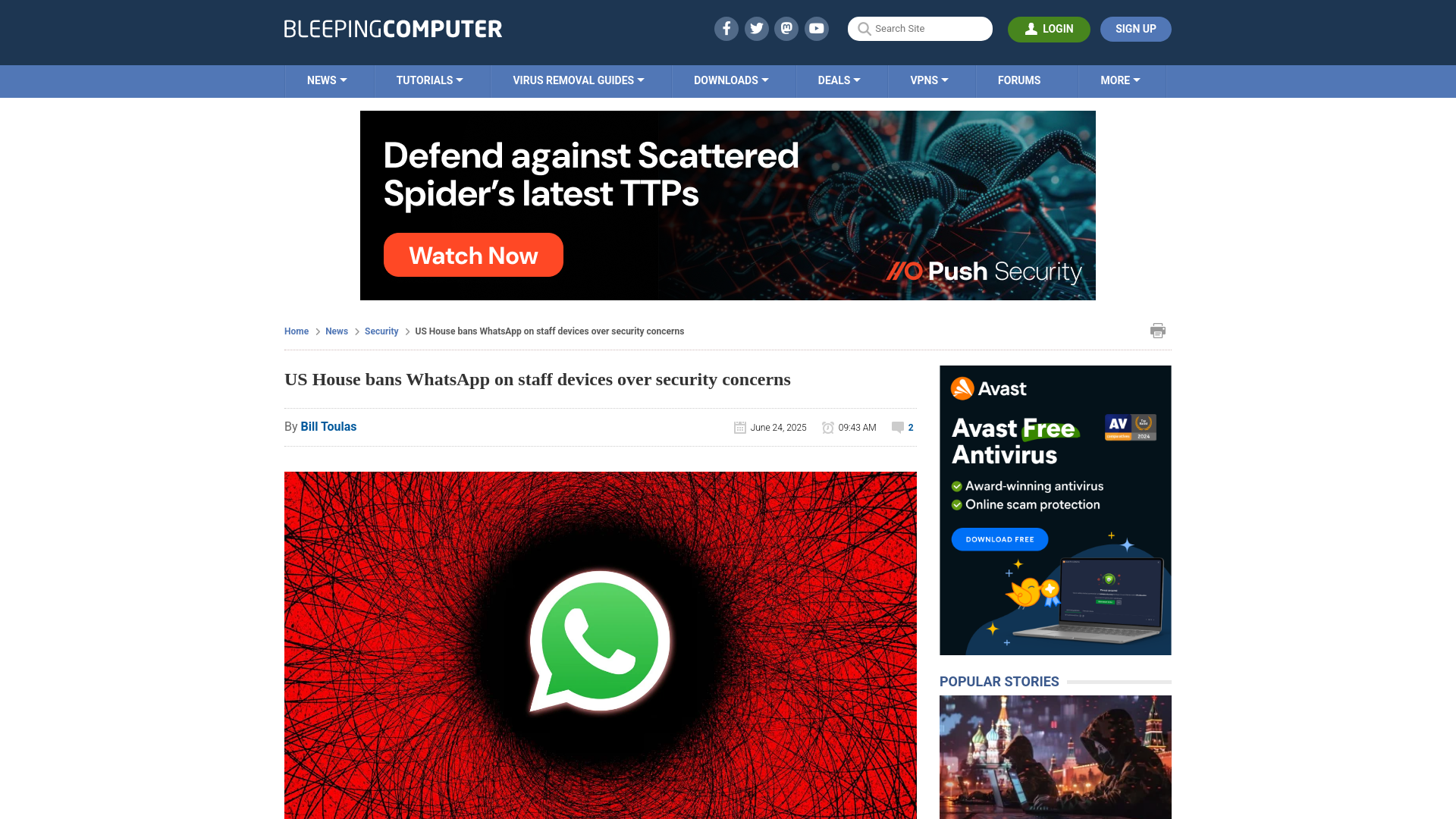 US House bans WhatsApp on staff devices over security concerns