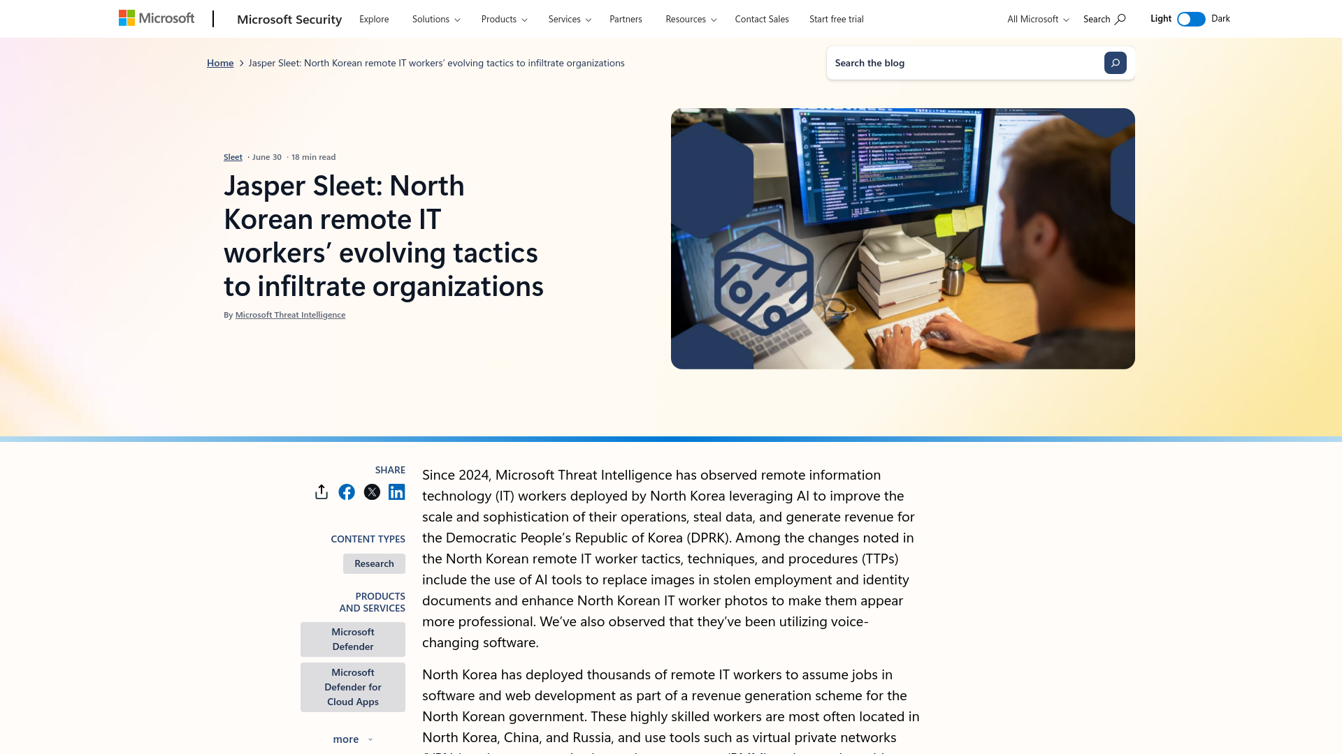 Jasper Sleet: North Korean remote IT workers’ evolving tactics to infiltrate organizations | Microsoft Security Blog