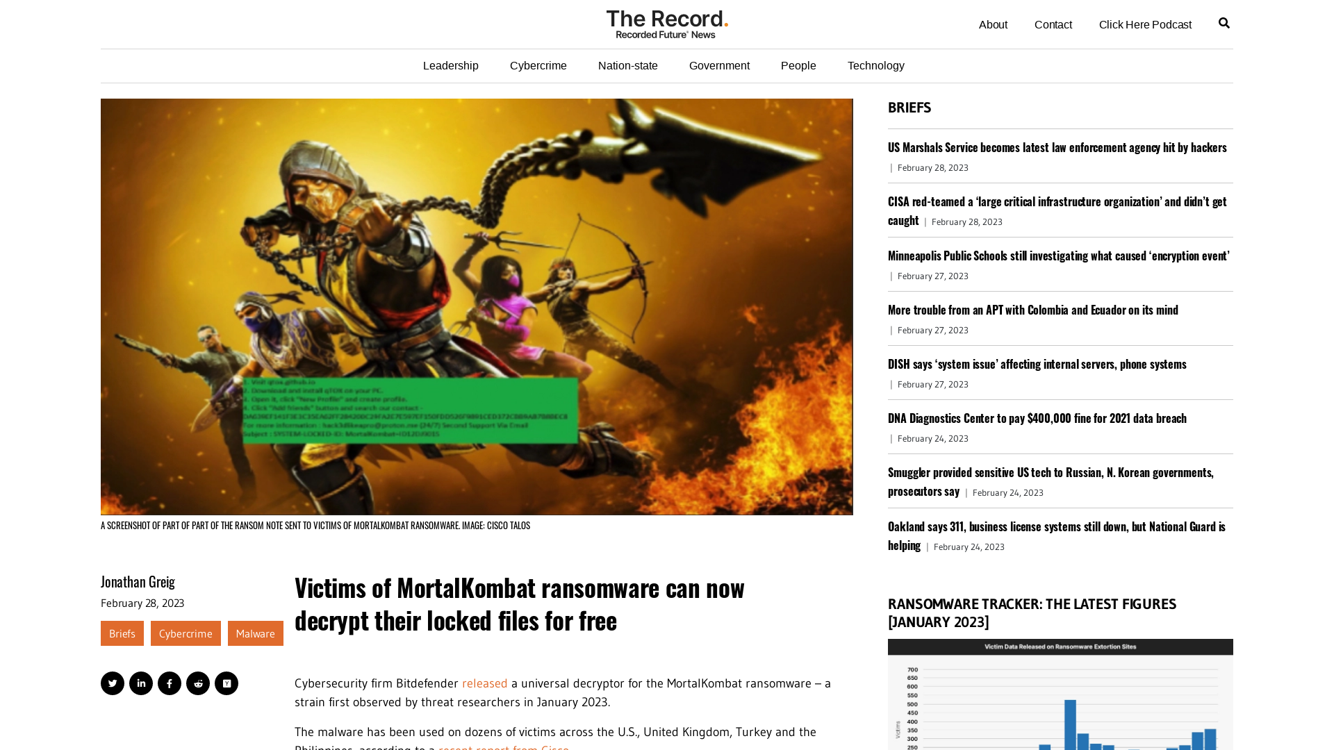 Victims of MortalKombat ransomware can now decrypt their locked files for free - The Record from Recorded Future News