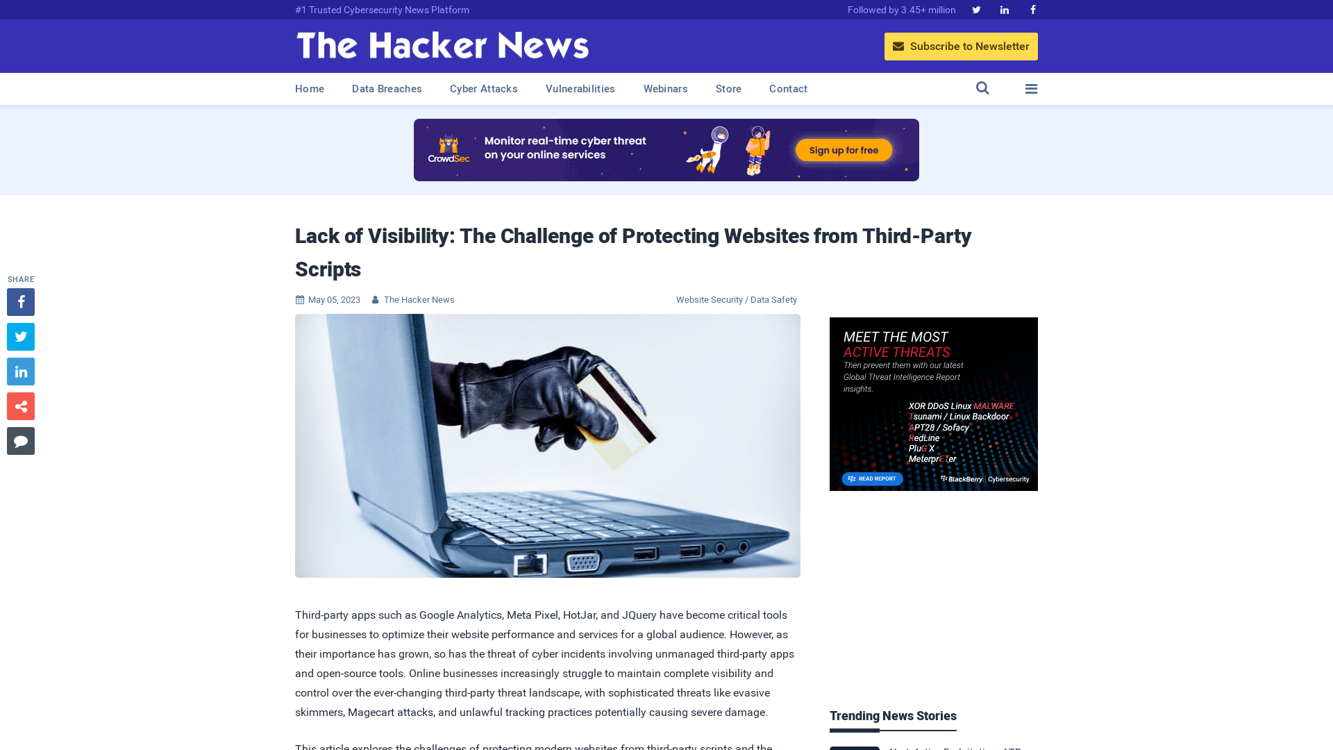 Lack of Visibility: The Challenge of Protecting Websites from Third-Party Scripts