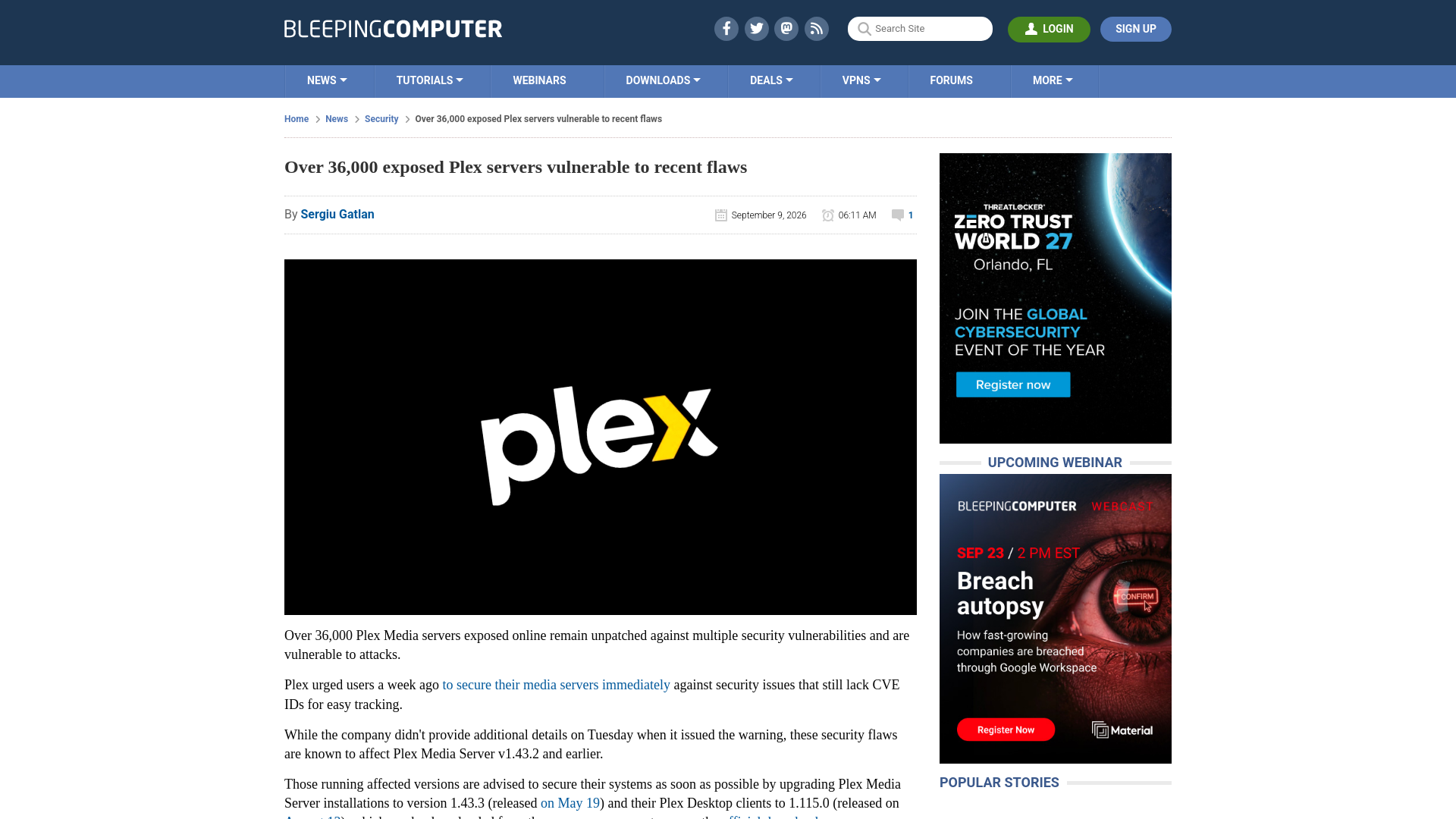Over 36,000 exposed Plex servers vulnerable to recent flaws