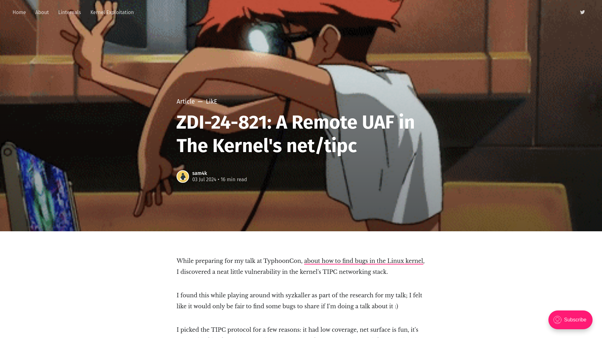 ZDI-24-821: A Remote UAF in The Kernel's net/tipc