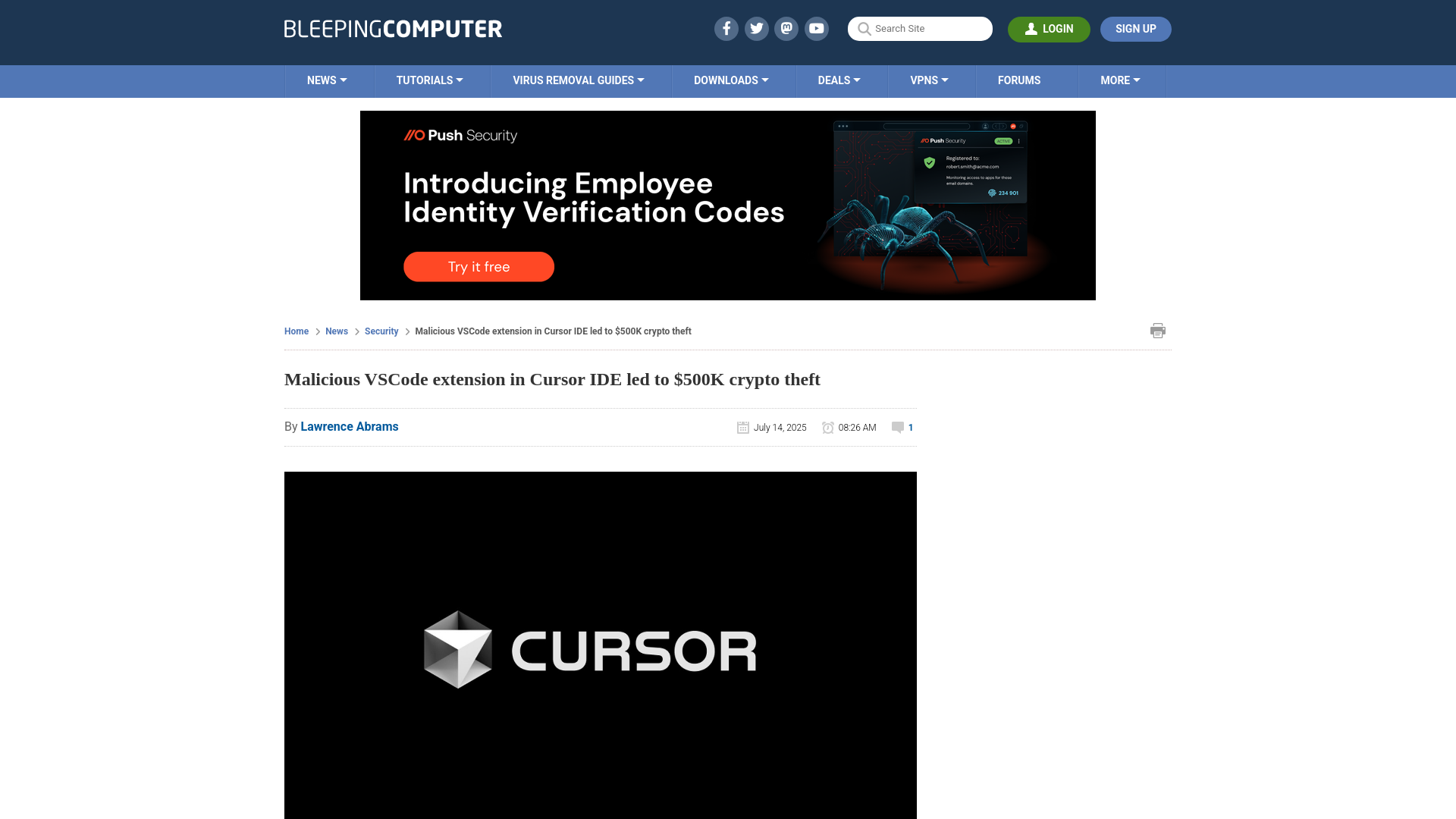 Malicious VSCode extension in Cursor IDE led to $500K crypto theft