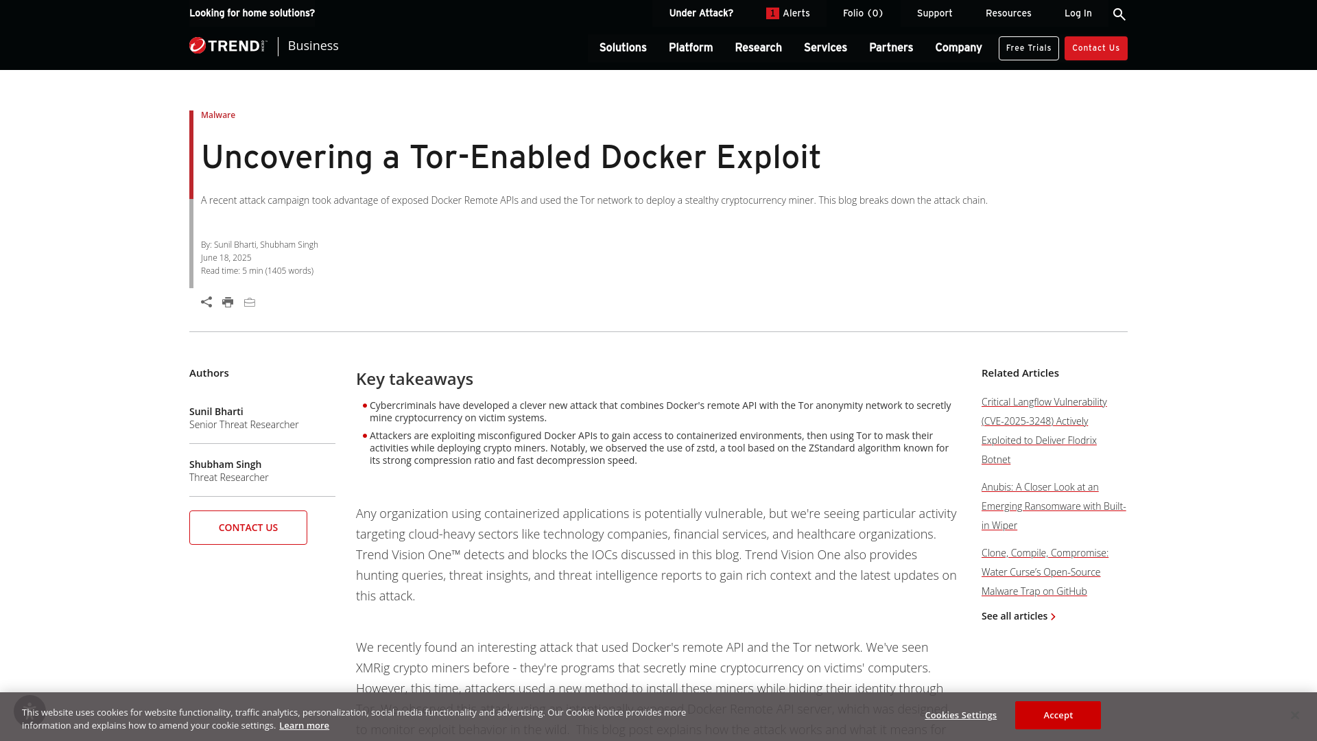 Uncovering a Tor-Enabled Docker Exploit | Trend Micro (US)