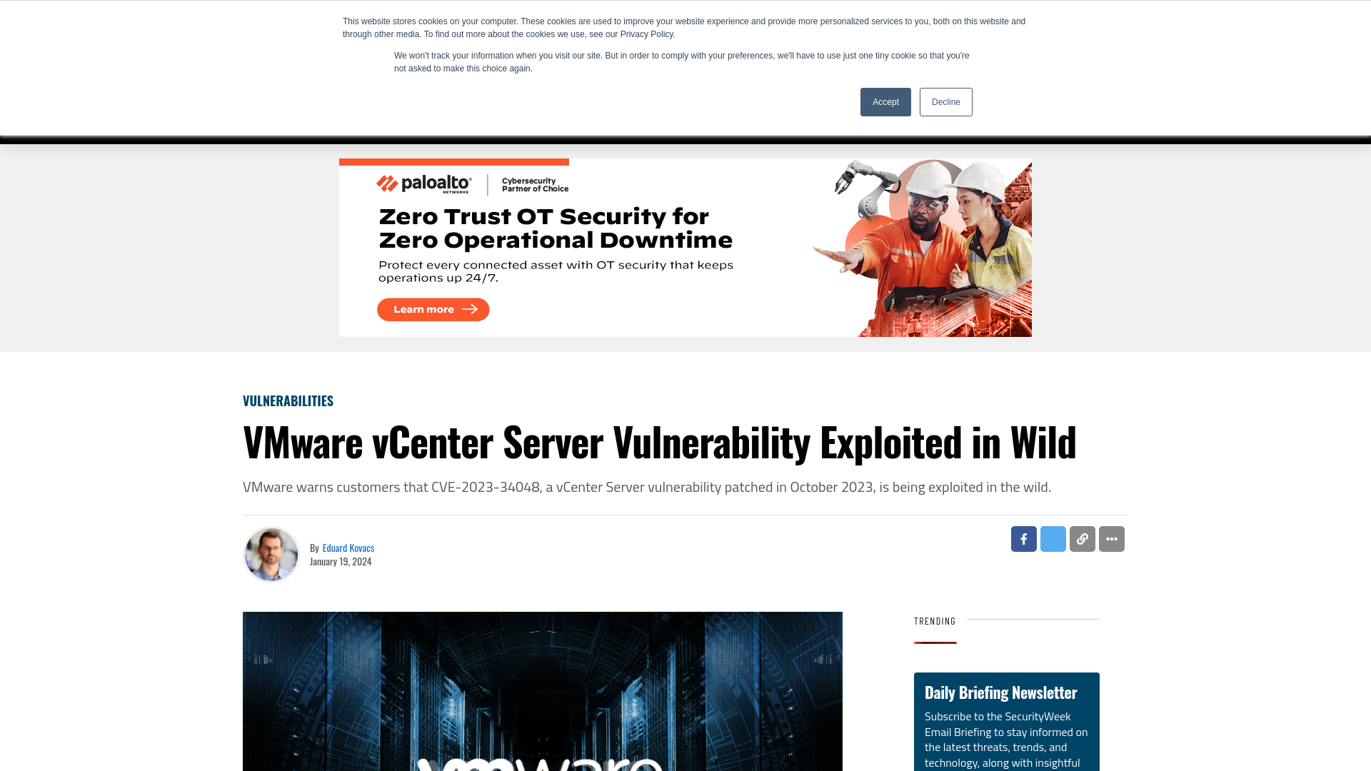 VMware vCenter Server Vulnerability Exploited in Wild  - SecurityWeek