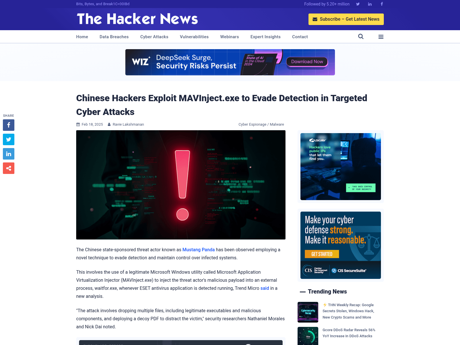 Chinese Hackers Exploit MAVInject.exe to Evade Detection in Targeted Cyber Attacks