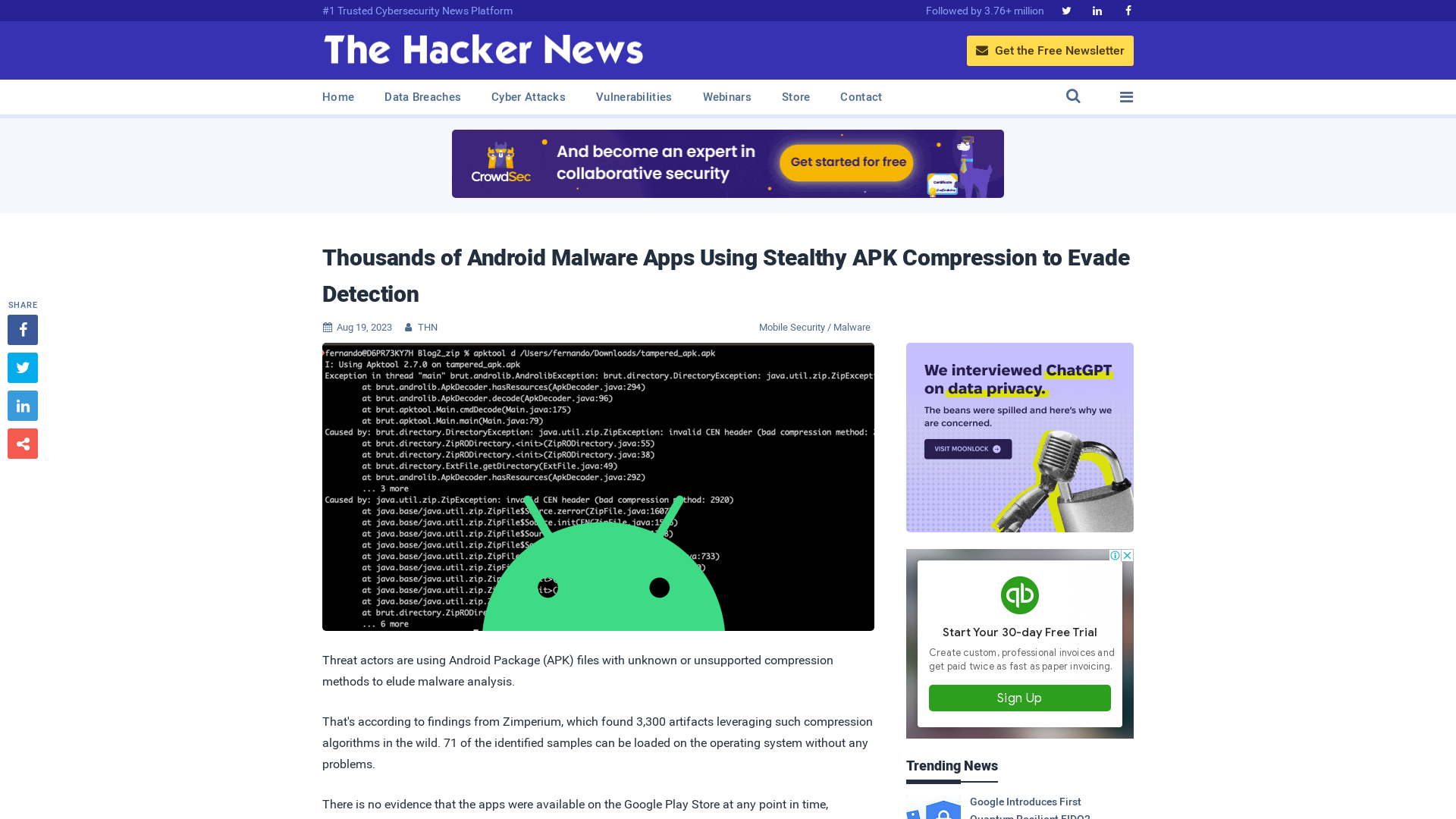 Thousands of Android Malware Apps Using Stealthy APK Compression to Evade Detection