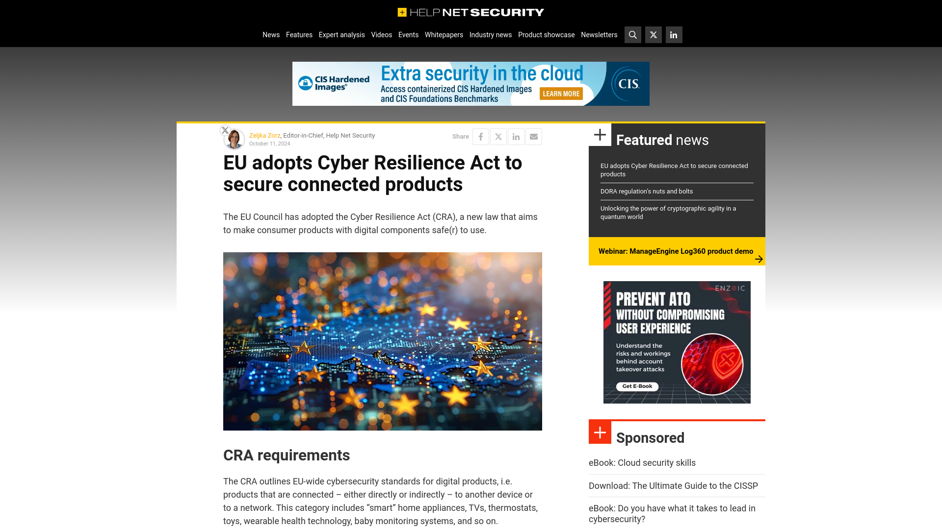 EU adopts Cyber Resilience Act to secure connected products - Help Net Security