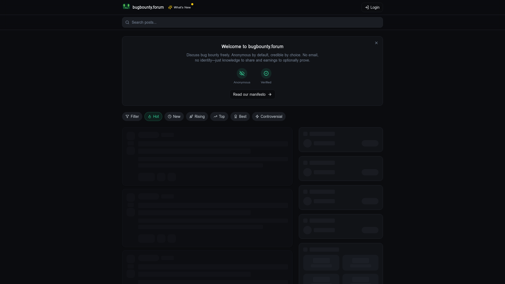 bugbounty.forum - Anonymous Forum for Bug Bounty Hunters