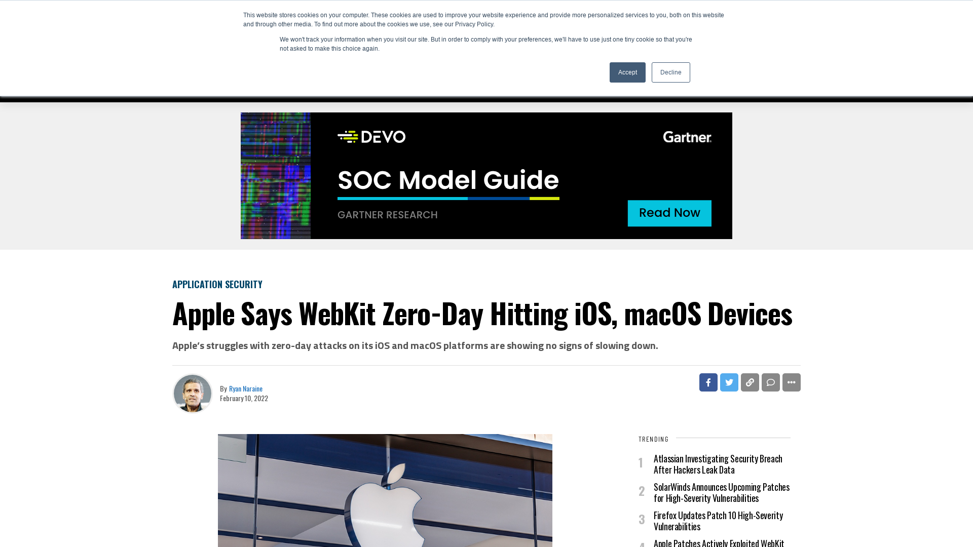 Apple Says WebKit Zero-Day Hitting iOS, macOS Devices - SecurityWeek