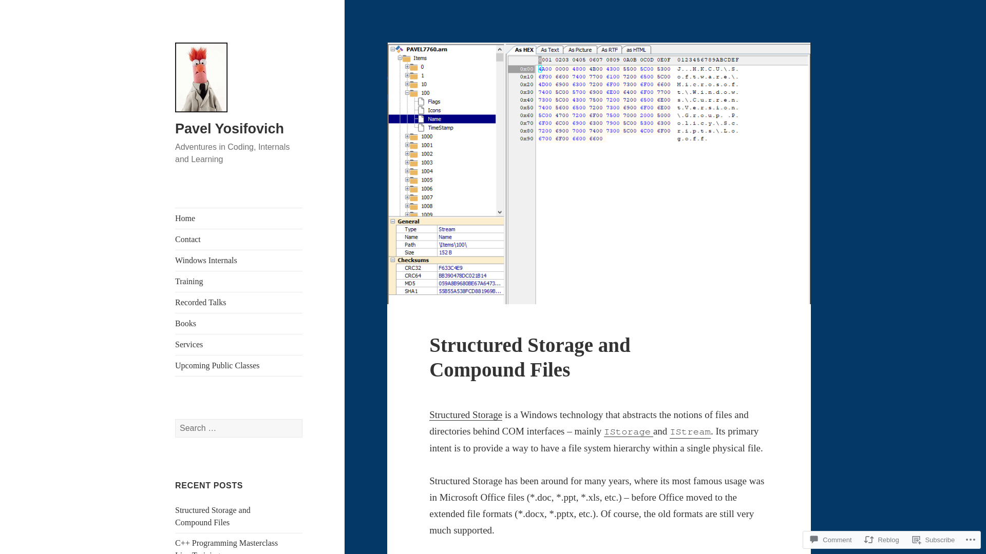 Structured Storage and Compound Files – Pavel Yosifovich