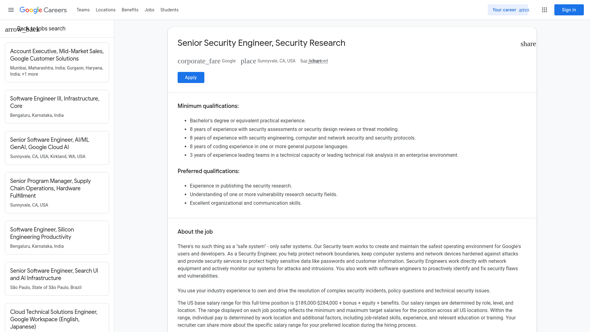 Senior Security Engineer, Security Research — Google Careers