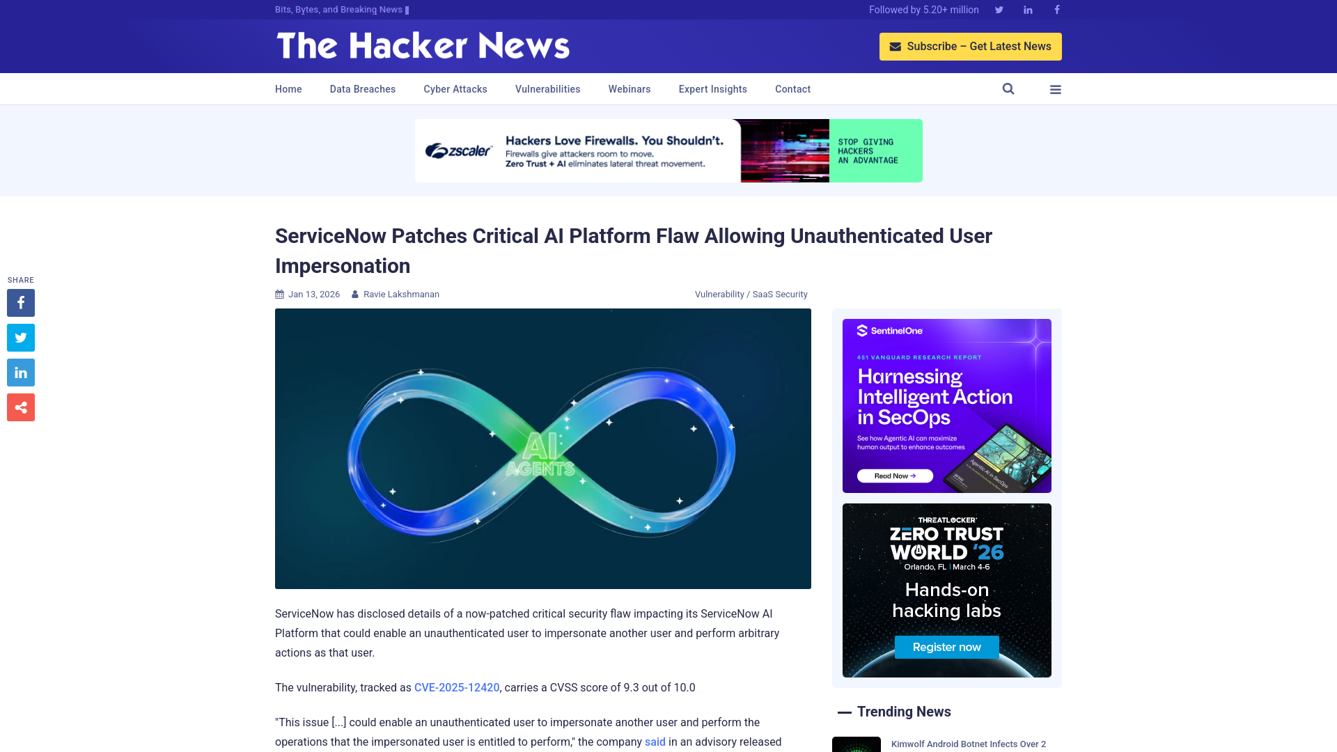 ServiceNow Patches Critical AI Platform Flaw Allowing Unauthenticated User Impersonation