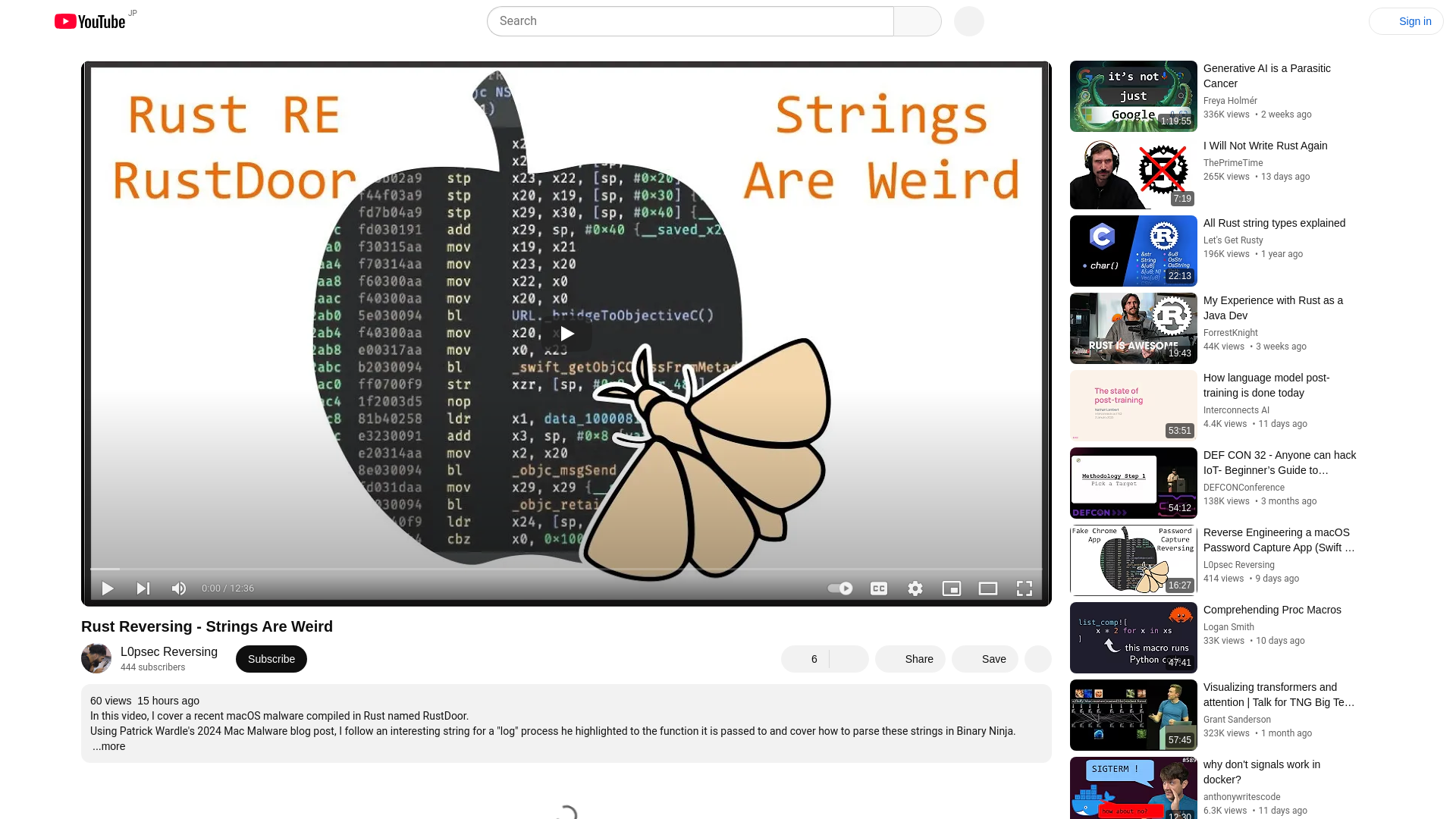 Rust Reversing - Strings Are Weird - YouTube