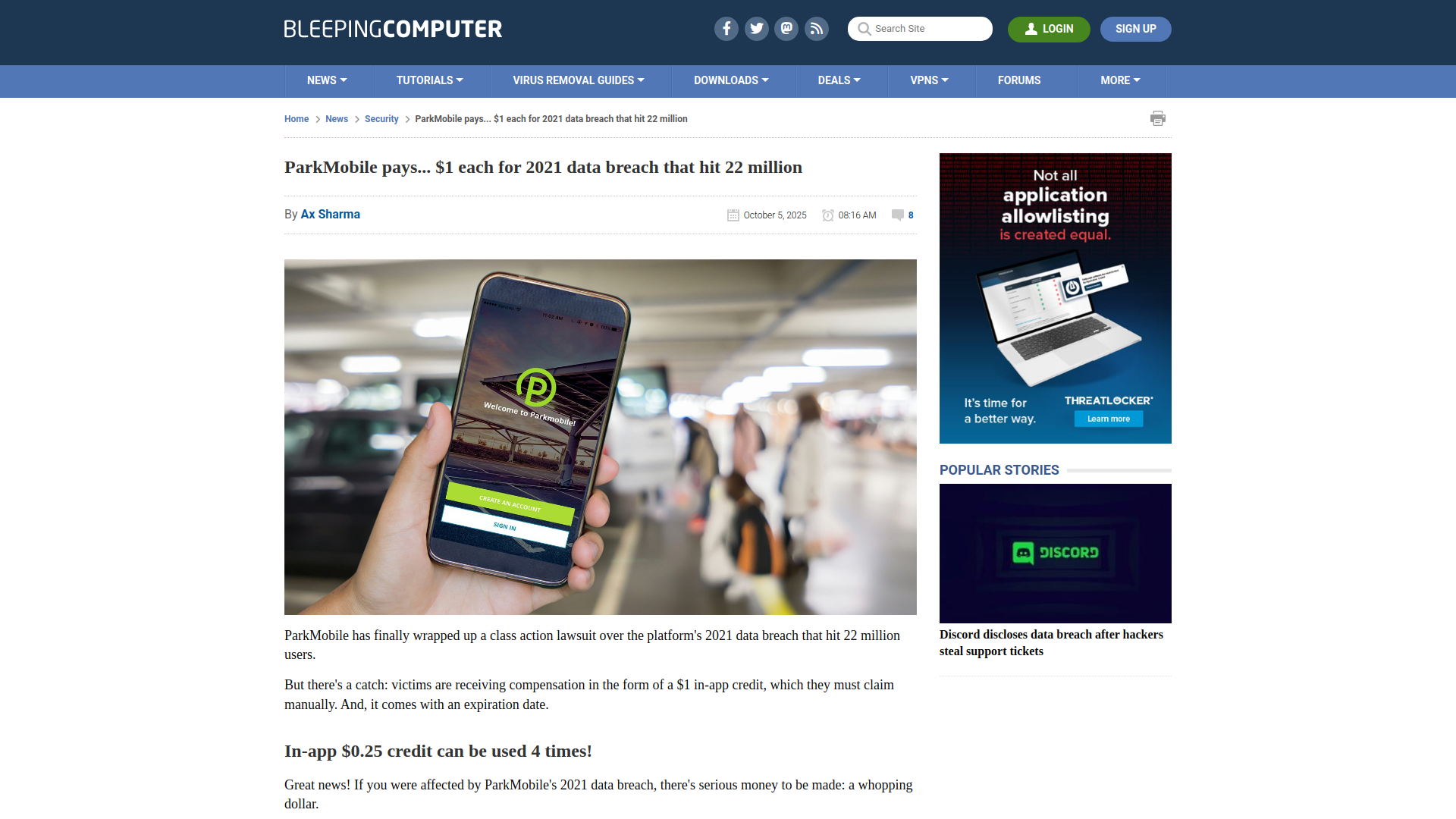 ParkMobile pays... $1 each for 2021 data breach that hit 22 million