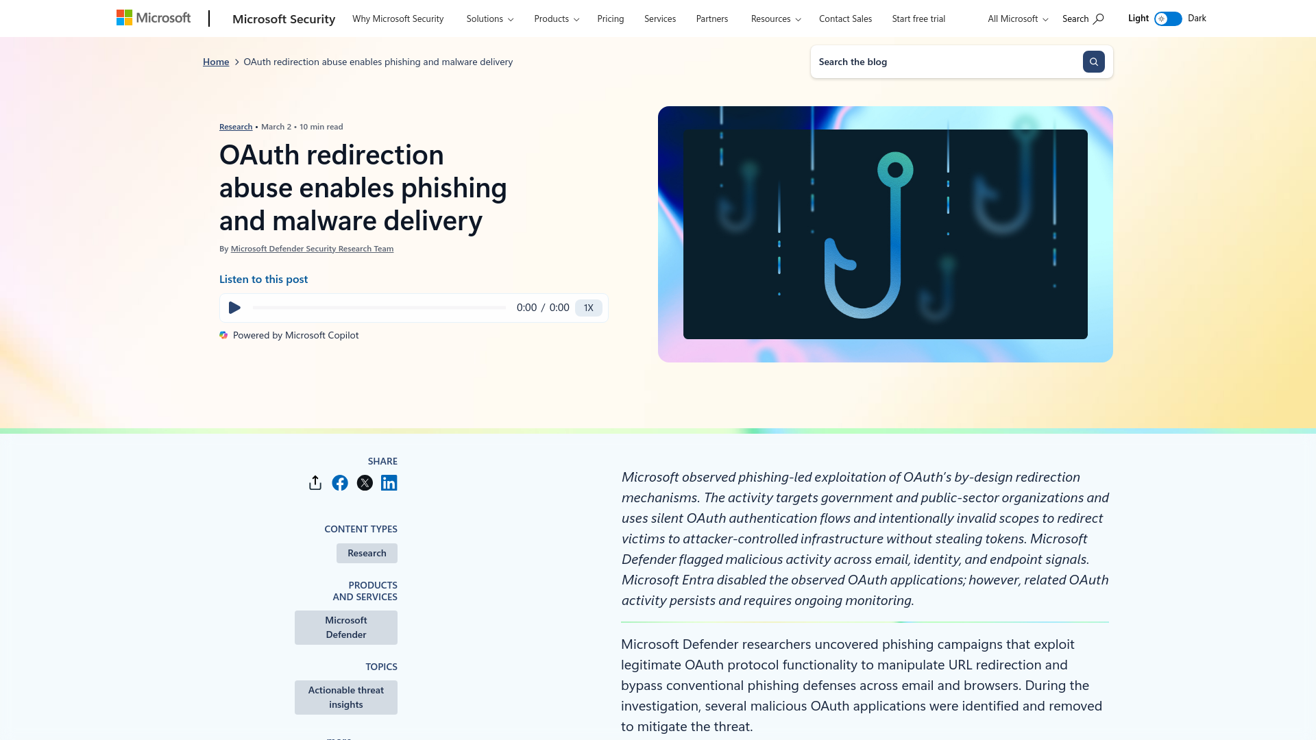 OAuth redirection abuse enables phishing and malware delivery | Microsoft Security Blog