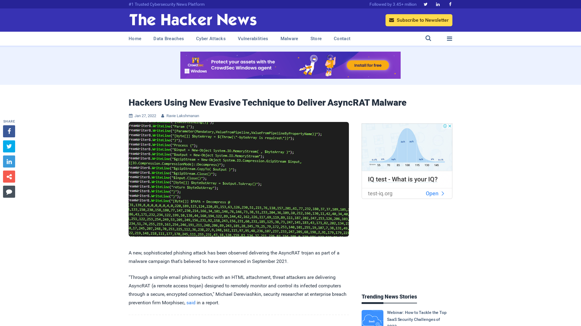 Hackers Using New Evasive Technique to Deliver AsyncRAT Malware