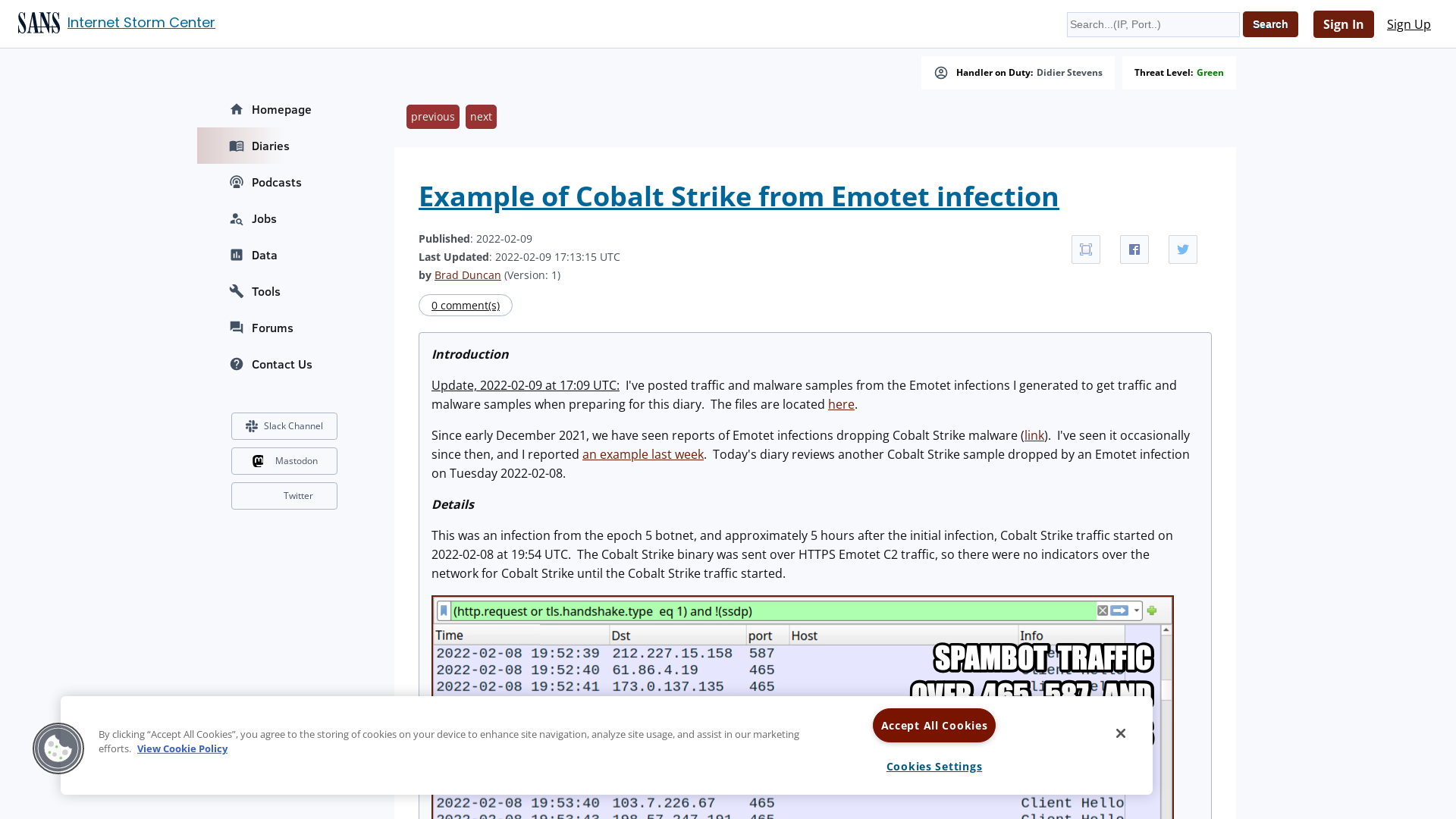 InfoSec Handlers Diary Blog - SANS Internet Storm Center
