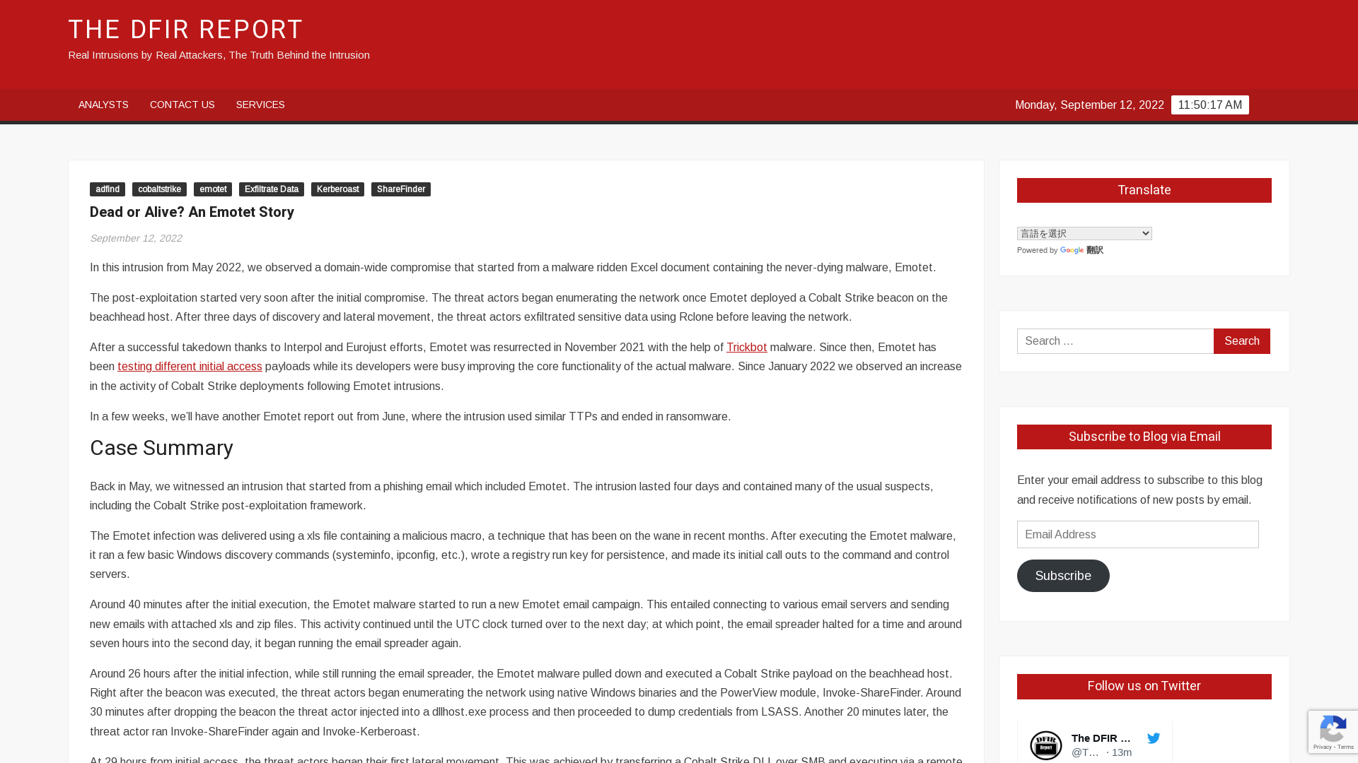 Dead or Alive? An Emotet Story – The DFIR Report