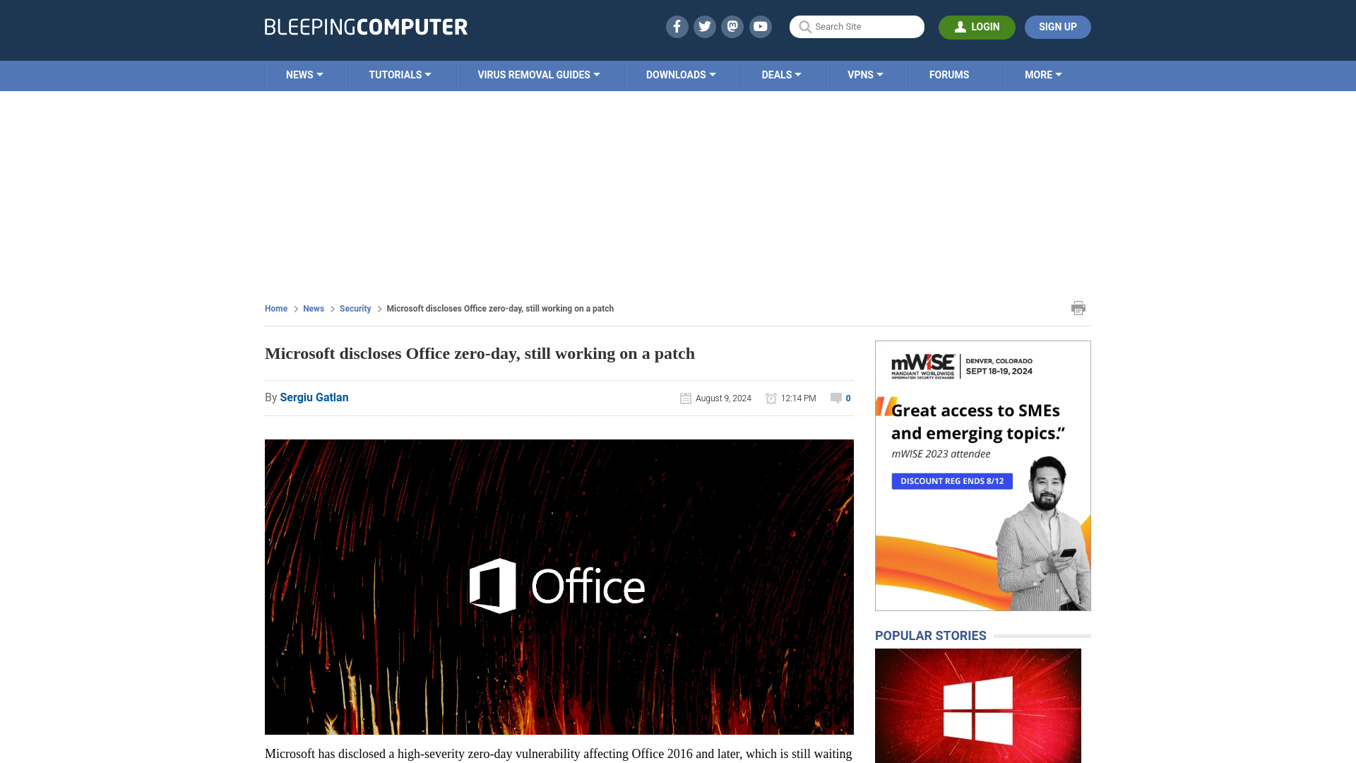 Microsoft discloses Office zero-day, still working on a patch