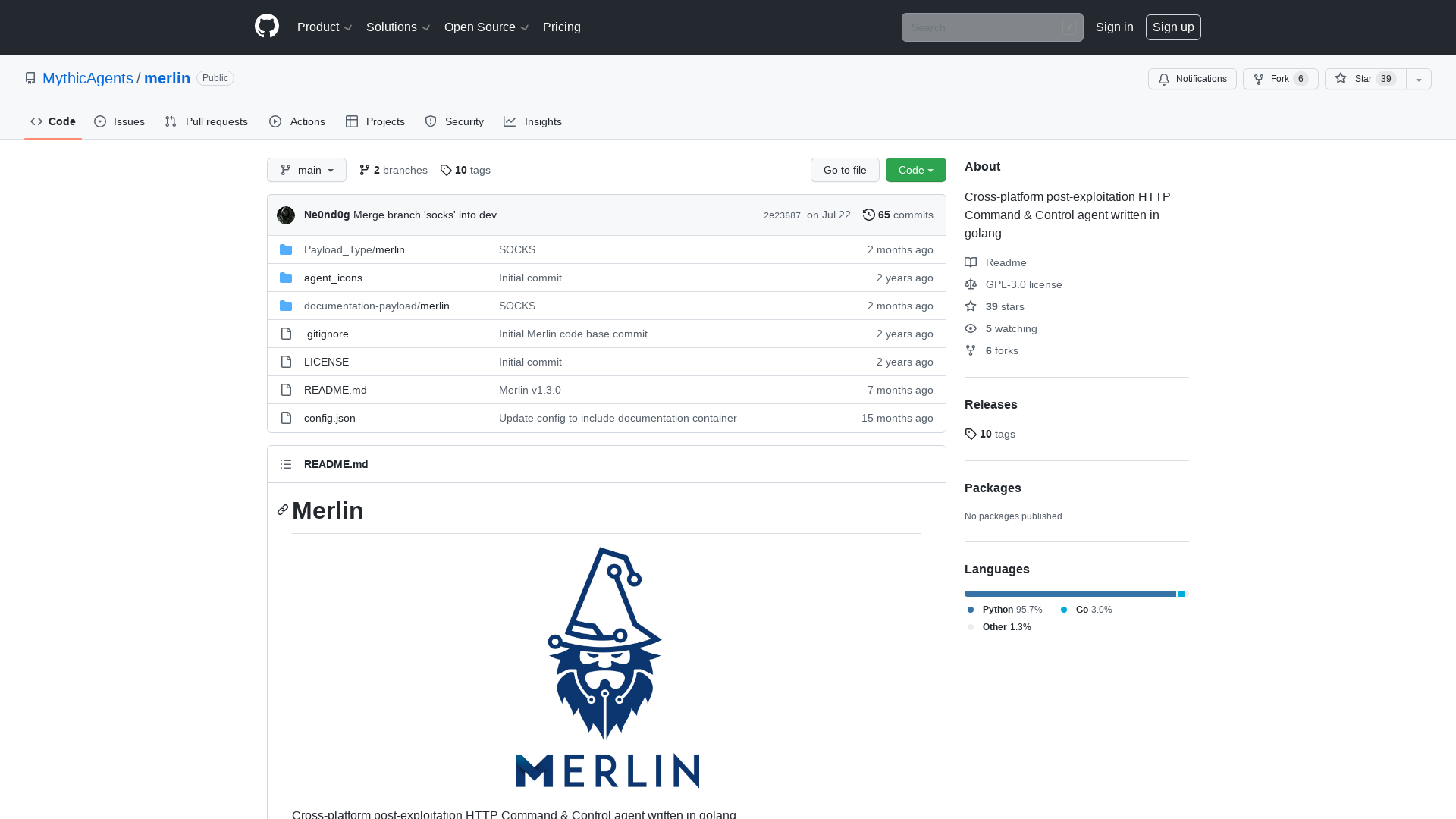 GitHub - MythicAgents/merlin: Cross-platform post-exploitation HTTP Command & Control agent written in golang