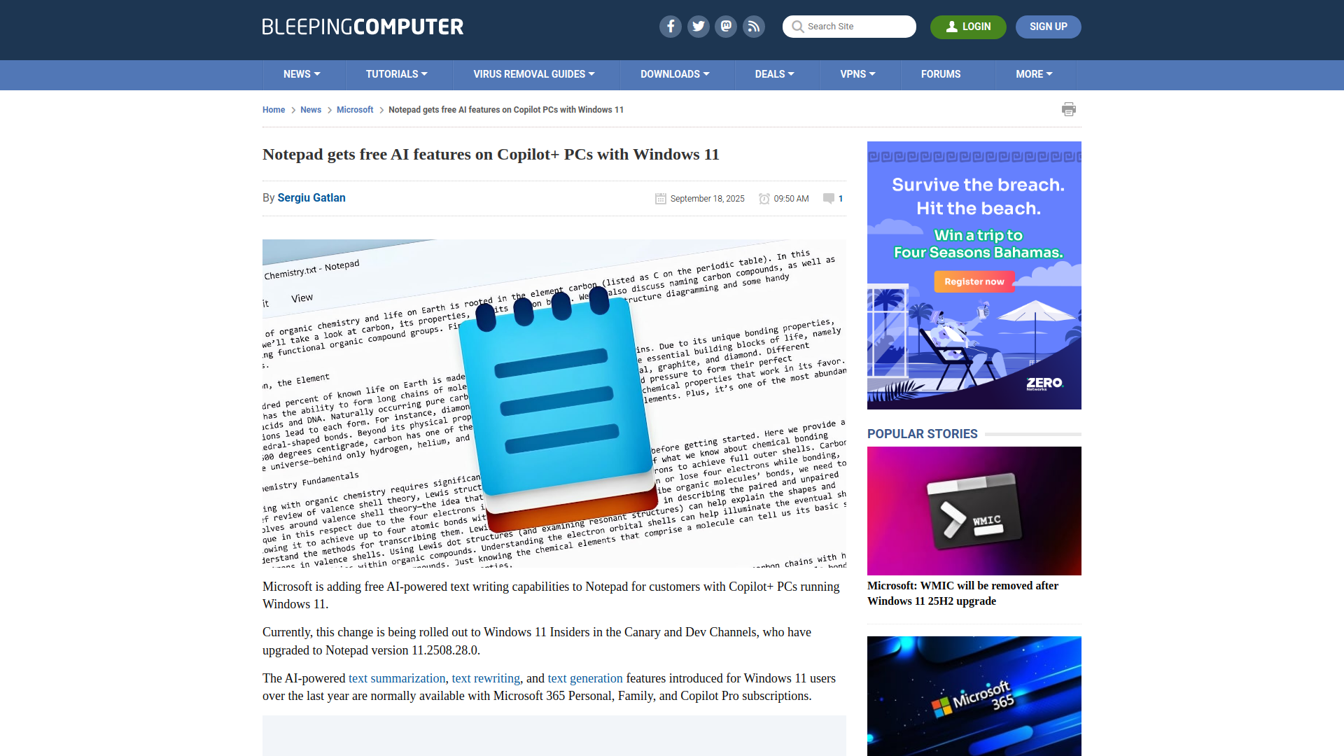 Notepad gets free AI features on Copilot+ PCs with Windows 11