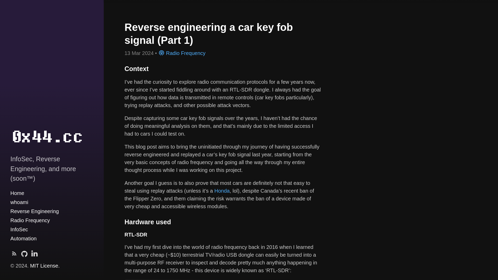 Reverse engineering a car key fob signal (Part 1) · 0x44.cc