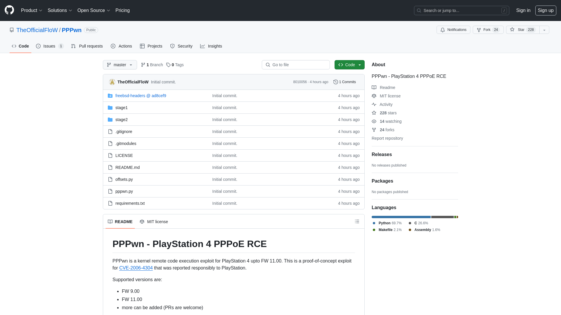 GitHub - TheOfficialFloW/PPPwn: PPPwn - PlayStation 4 PPPoE RCE