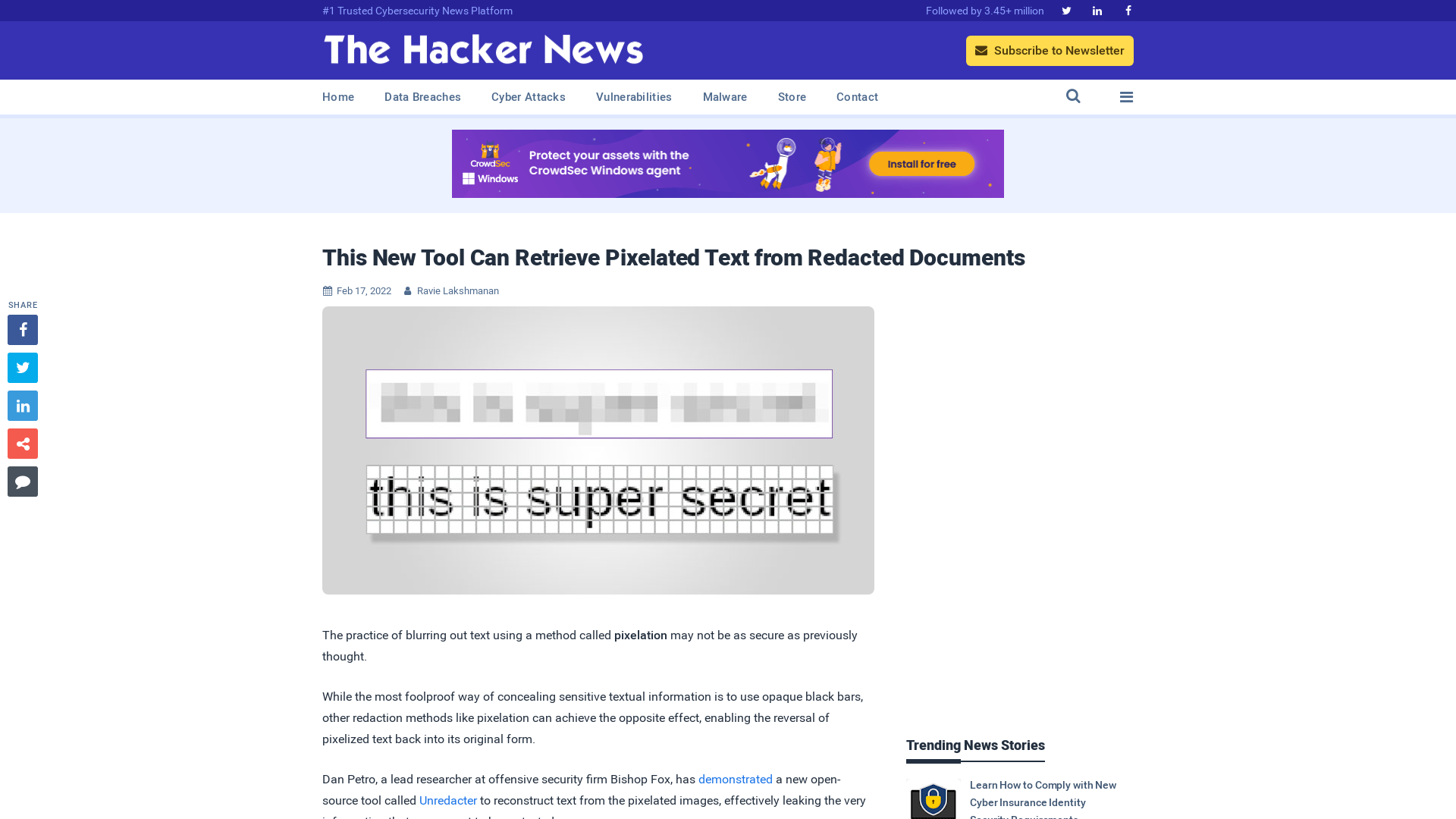 This New Tool Can Retrieve Pixelated Text from Redacted Documents