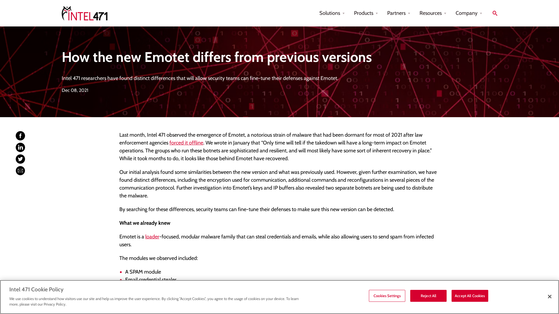 How the new Emotet differs from previous versions | Intel471