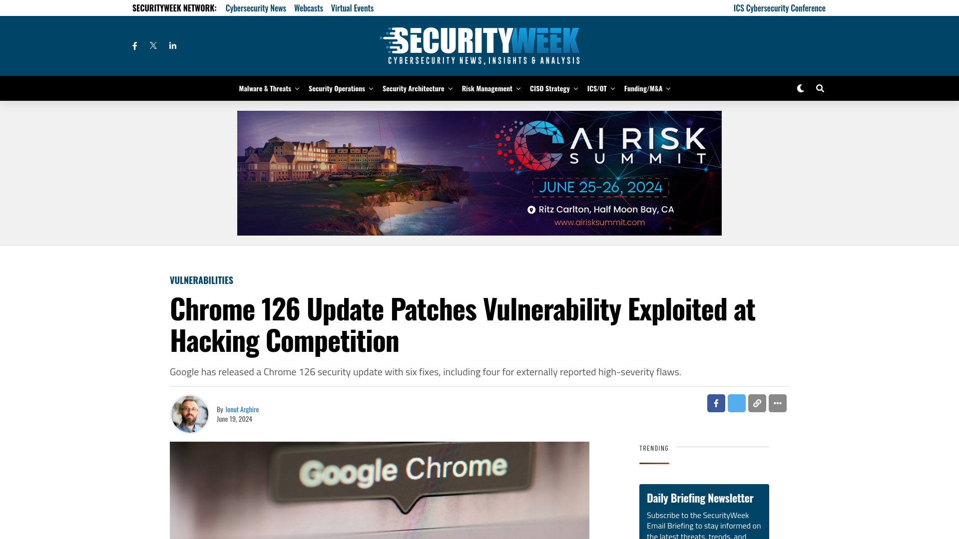 Chrome 126 Update Patches Vulnerability Exploited at Hacking Competition - SecurityWeek