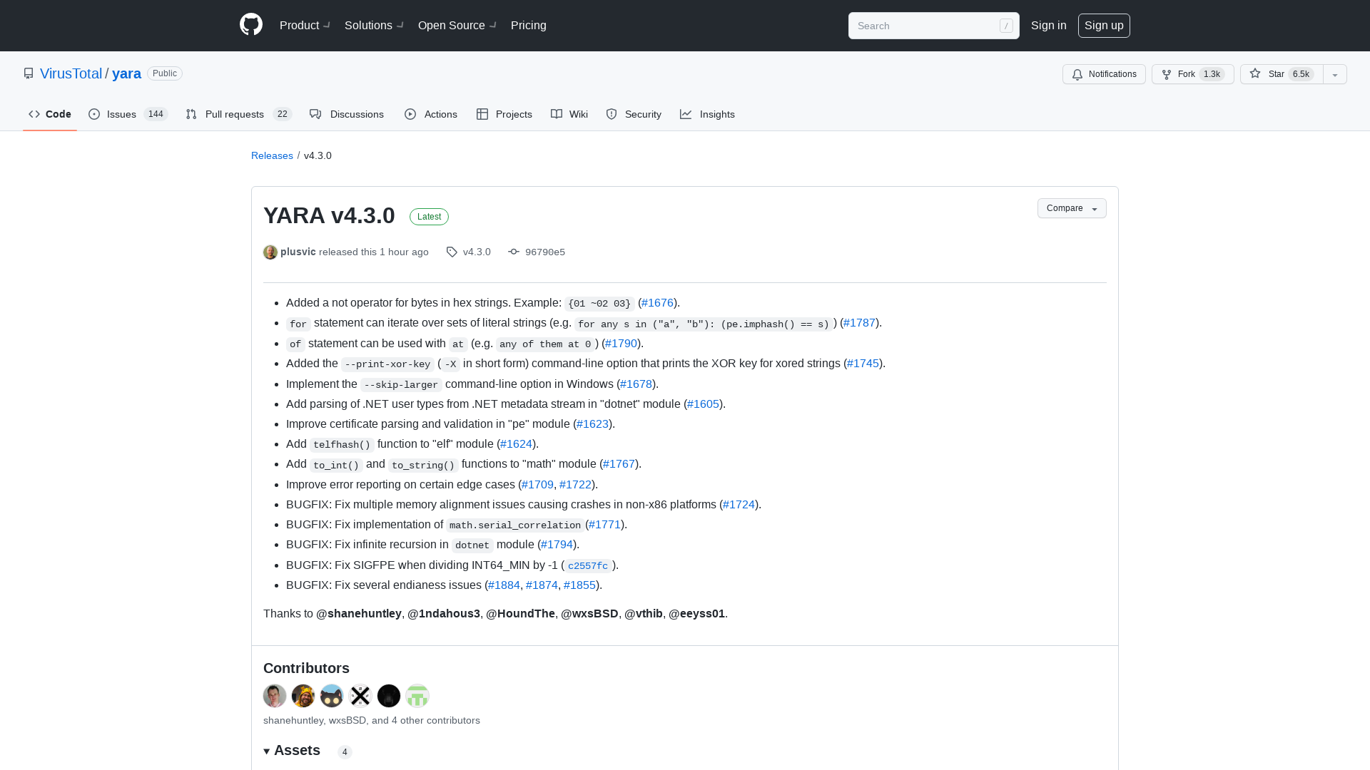 Release YARA v4.3.0 · VirusTotal/yara · GitHub