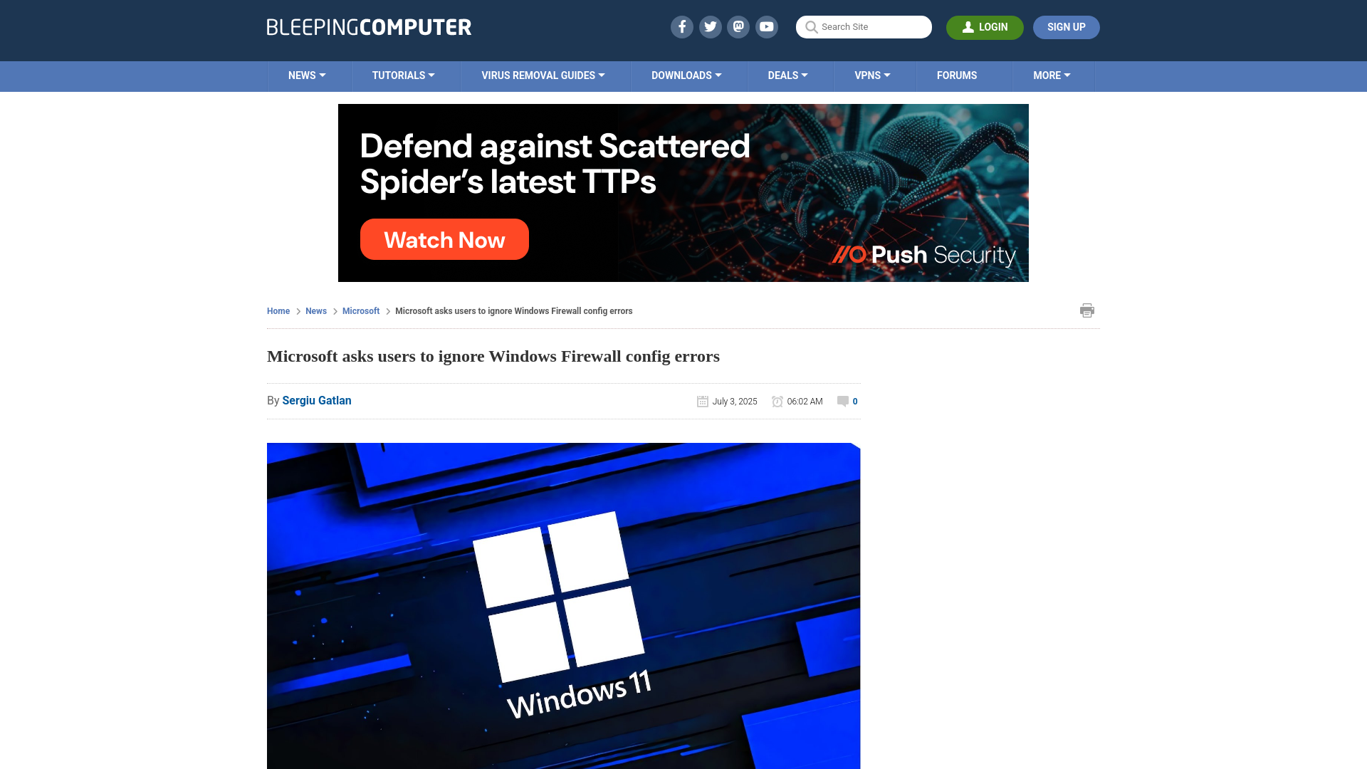 Microsoft asks users to ignore Windows Firewall config errors
