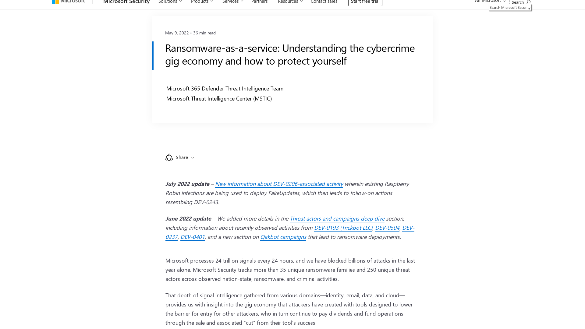 Ransomware-as-a-service: Understanding the cybercrime gig economy and how to protect yourself - Microsoft Security Blog