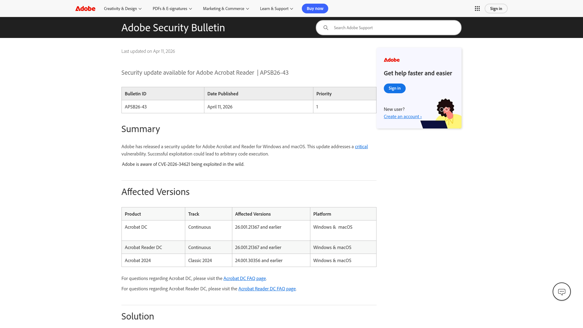 Adobe Security Bulletin