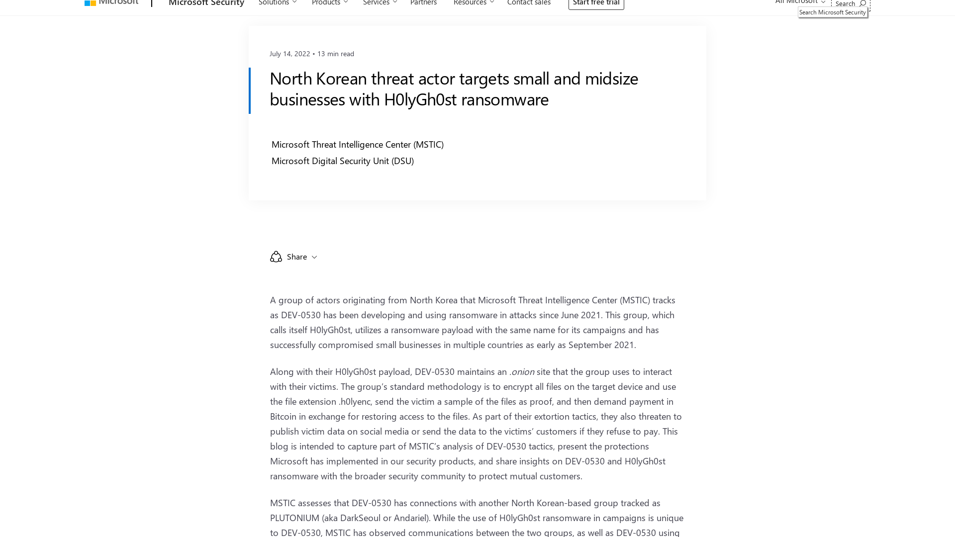 North Korean threat actor targets small and midsize businesses with H0lyGh0st ransomware - Microsoft Security Blog