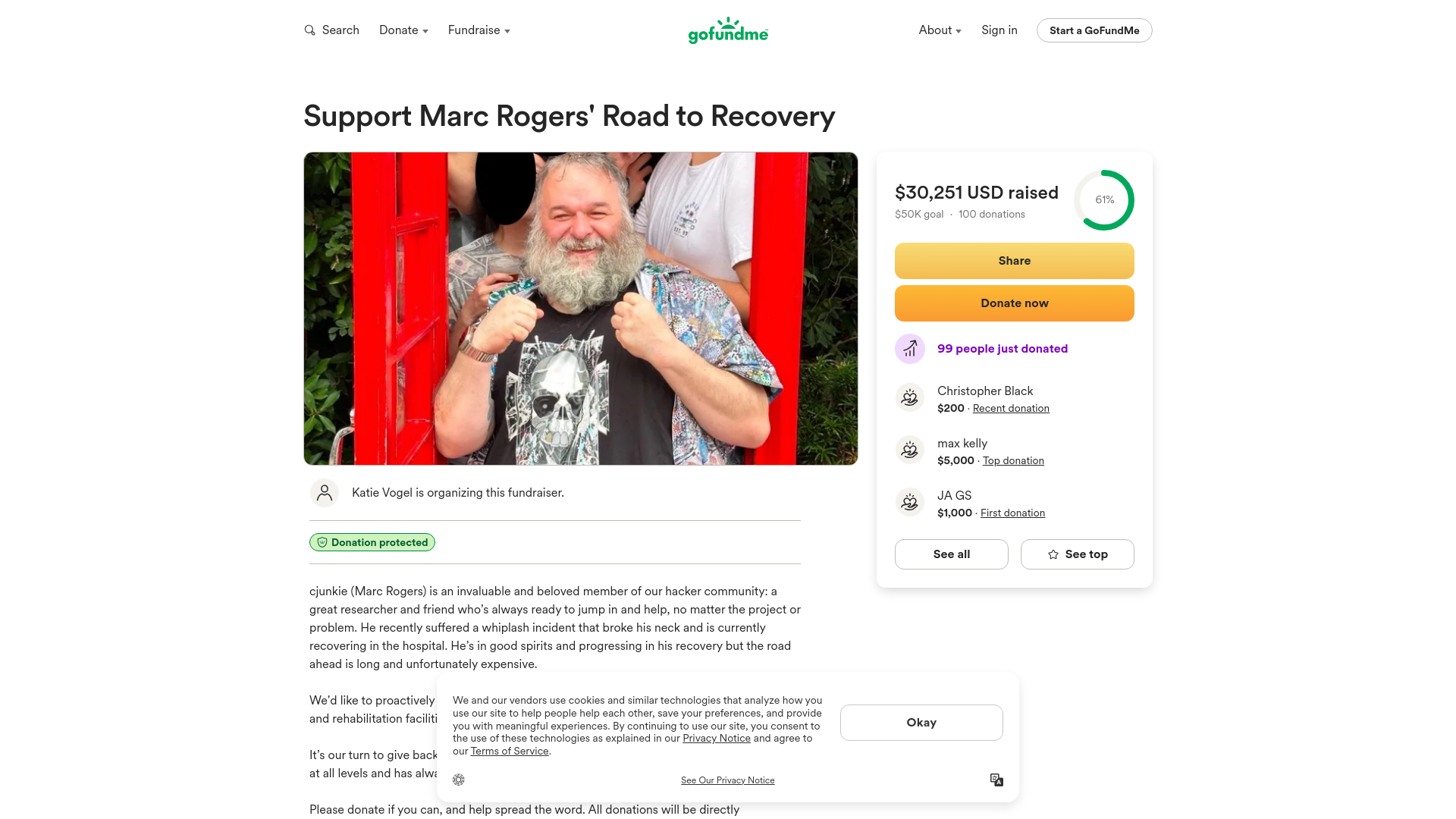 Fundraiser by Katie Vogel : Support Marc Rogers' Road to Recovery