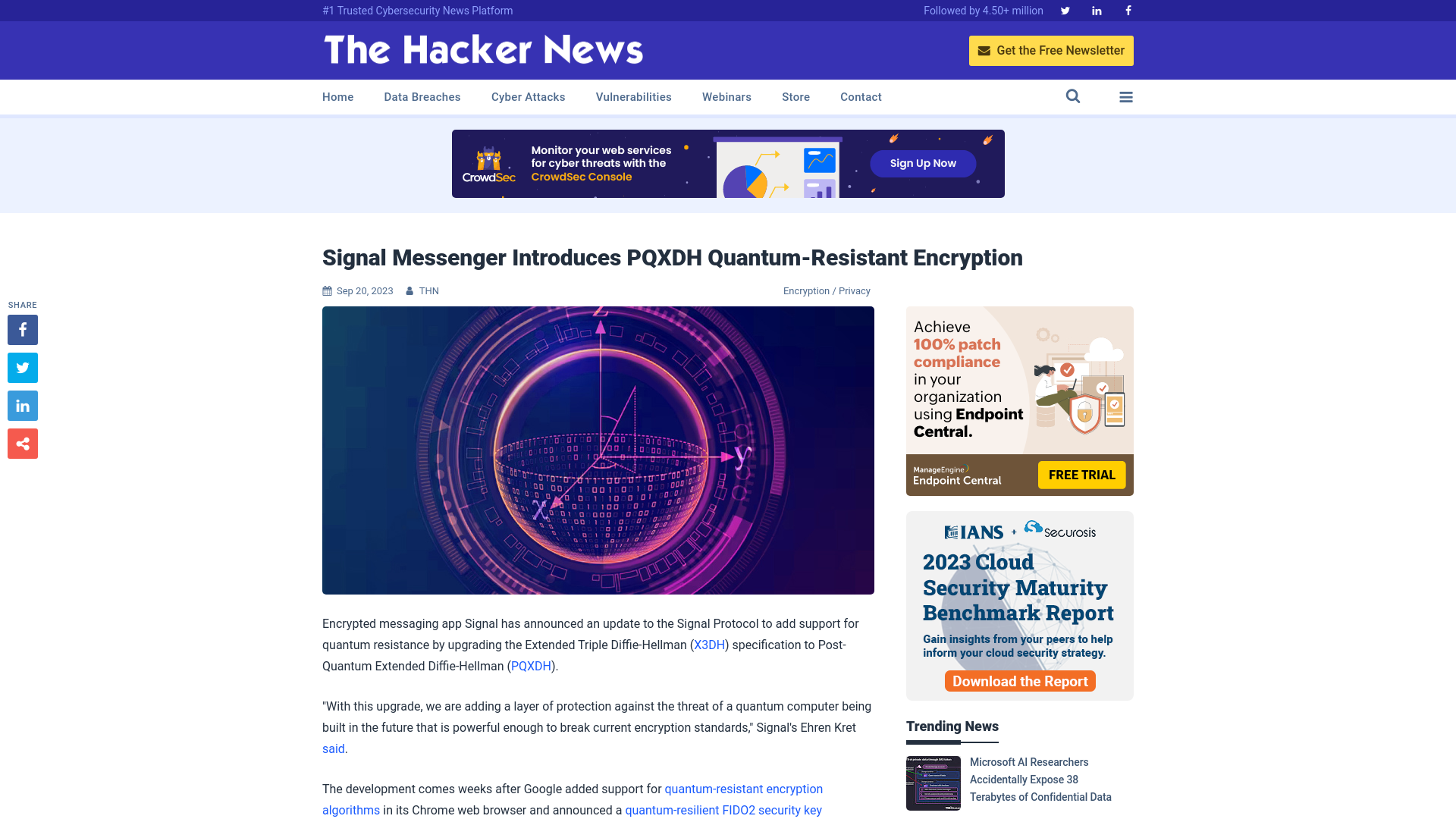 Signal Messenger Introduces PQXDH Quantum-Resistant Encryption