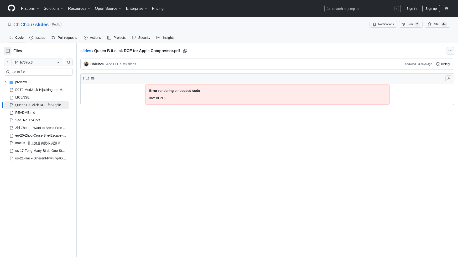 slides/Queen B 0-click RCE for Apple Compressor.pdf at b737cc3037408221217d59c8fc6b8a82706b7062 · ChiChou/slides · GitHub