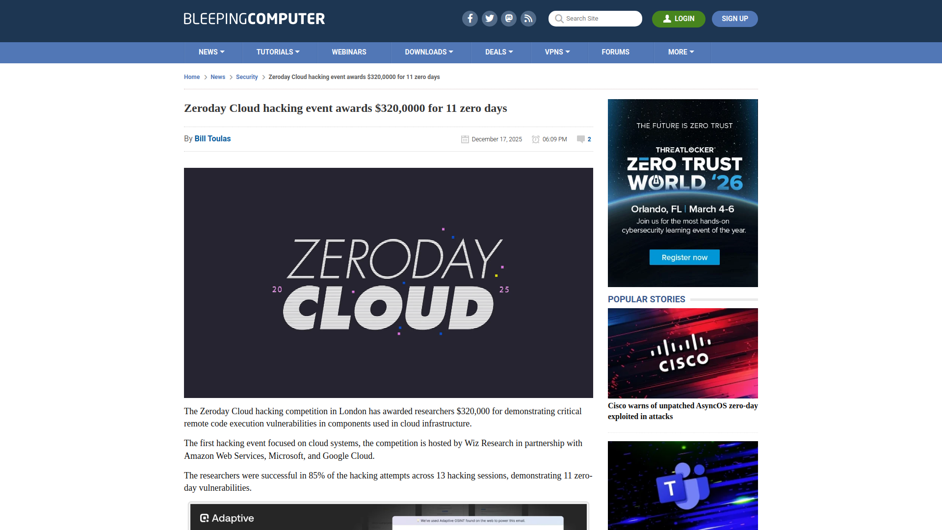 Zeroday Cloud hacking event awards $320,0000 for 11 zero days